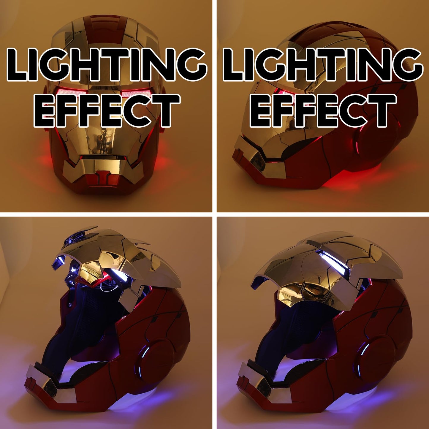 YONTYEQ Iron Hero MK5 1:1 Wearable Helmet – Voice, Touch & Remote, LED Eyes, Gold
