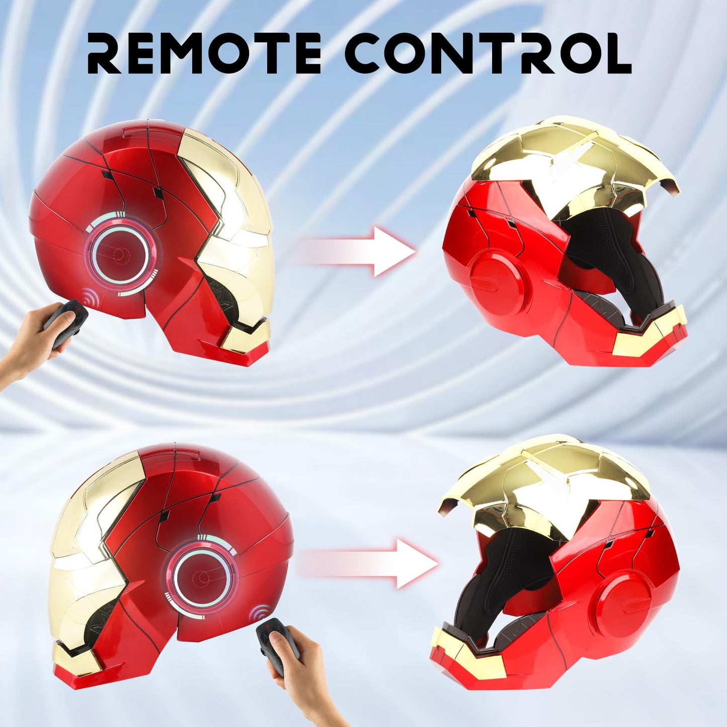 YONTYEQ Iron Hero MK5 1:1 Wearable Helmet – Voice, Touch & Remote, LED Eyes, Gold