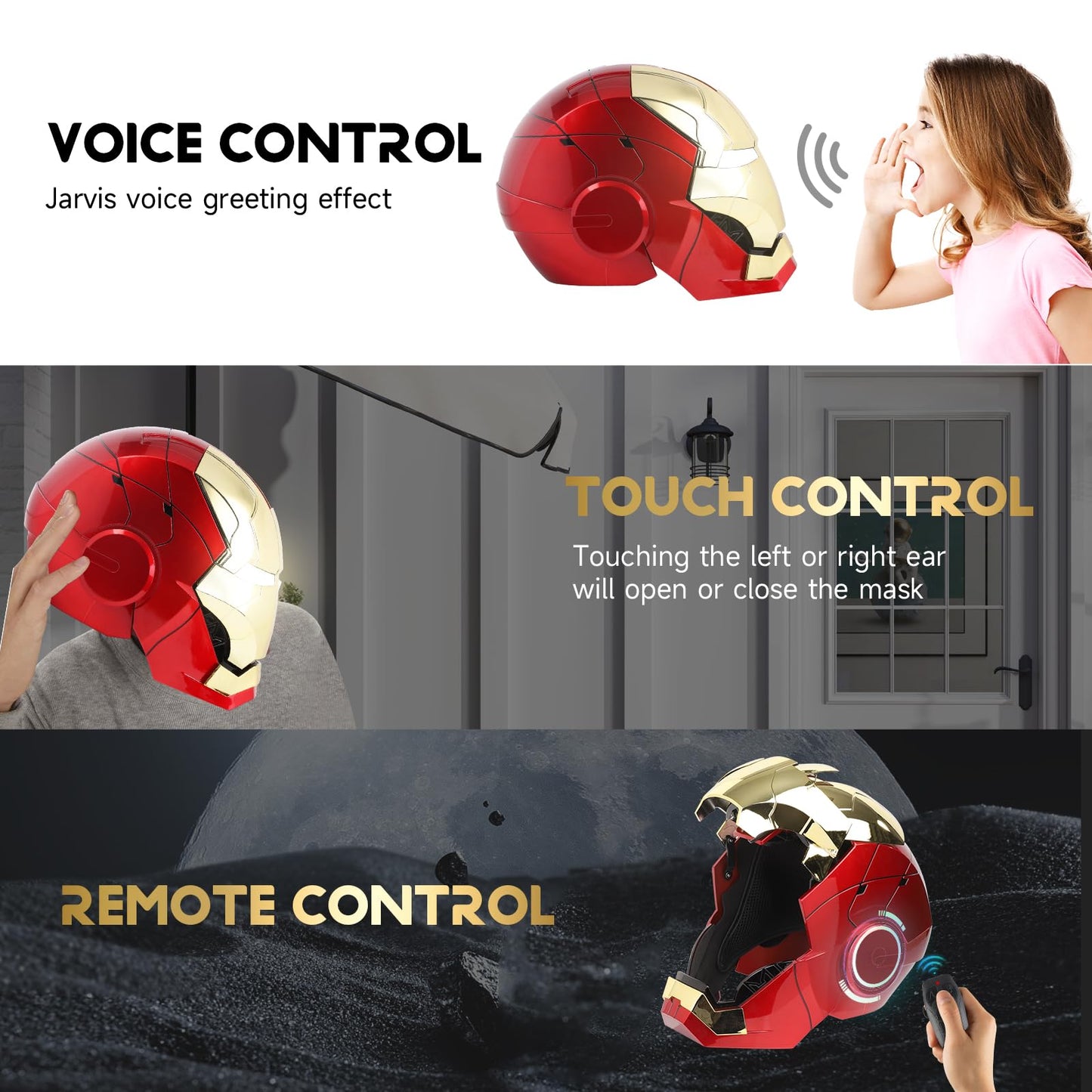 YONTYEQ Iron Hero MK5 1:1 Wearable Helmet – Voice, Touch & Remote, LED Eyes, Gold