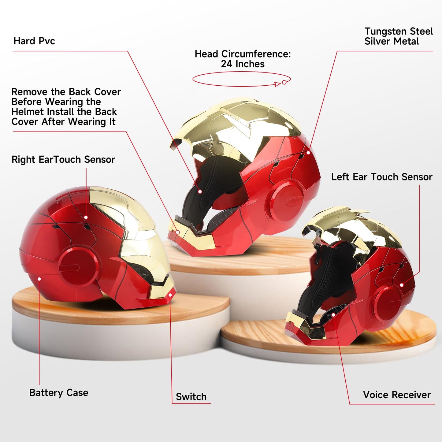YONTYEQ Iron Hero MK5 1:1 Wearable Helmet – Voice, Touch & Remote, LED Eyes, Gold