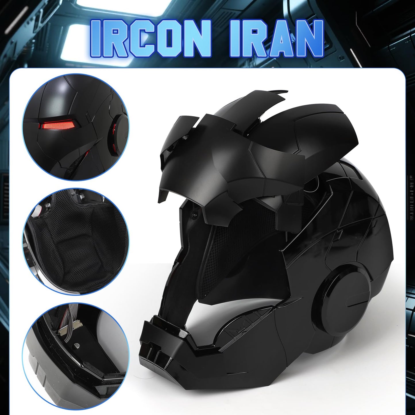 YONTYEQ MK5 Black Edition Iron Hero Helmet – 1:1 Wearable Cosplay with LED Eyes, Voice & Remote