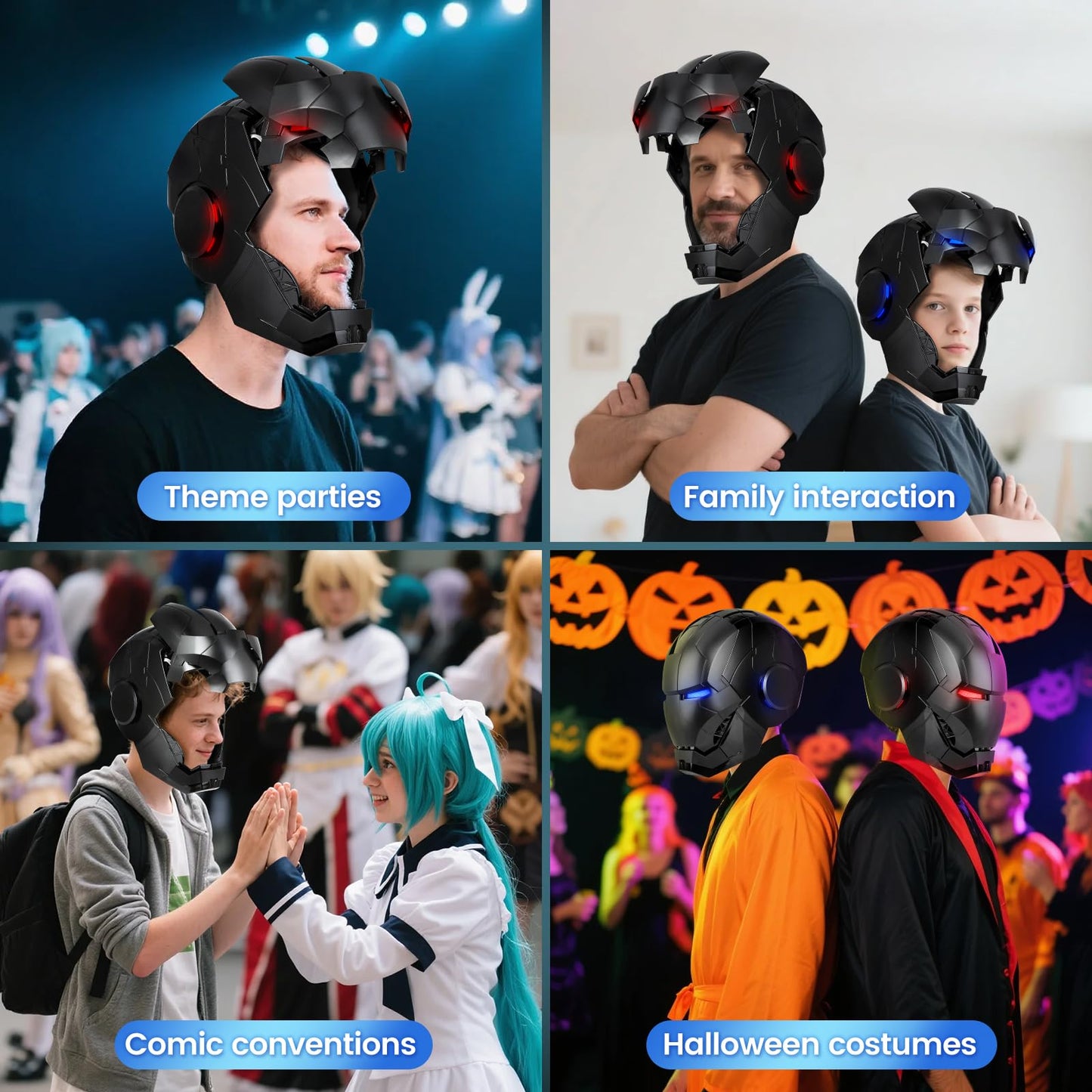 YONTYEQ MK5 Black Edition Iron Hero Helmet – 1:1 Wearable Cosplay with LED Eyes, Voice & Remote