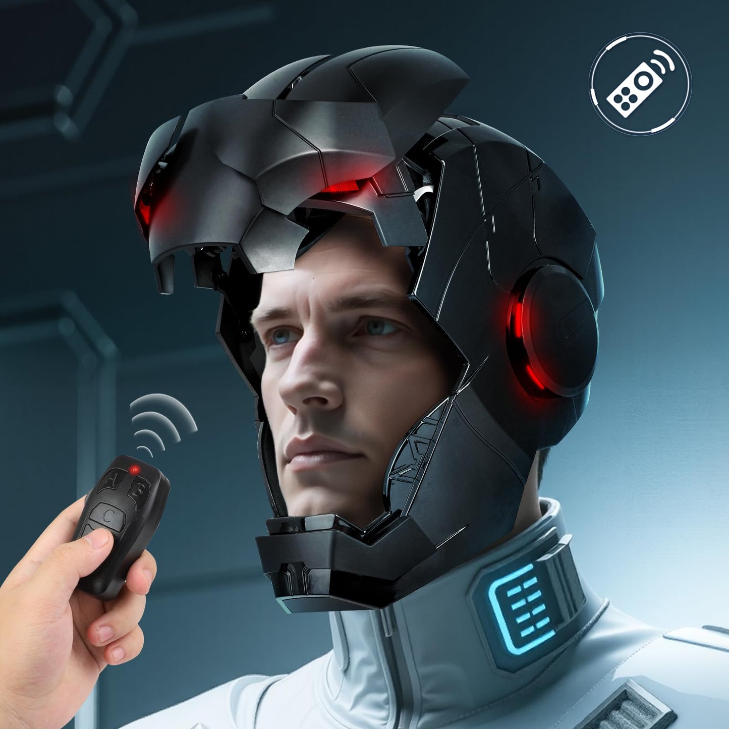 YONTYEQ MK5 Black Edition Iron Hero Helmet – 1:1 Wearable Cosplay with LED Eyes, Voice & Remote