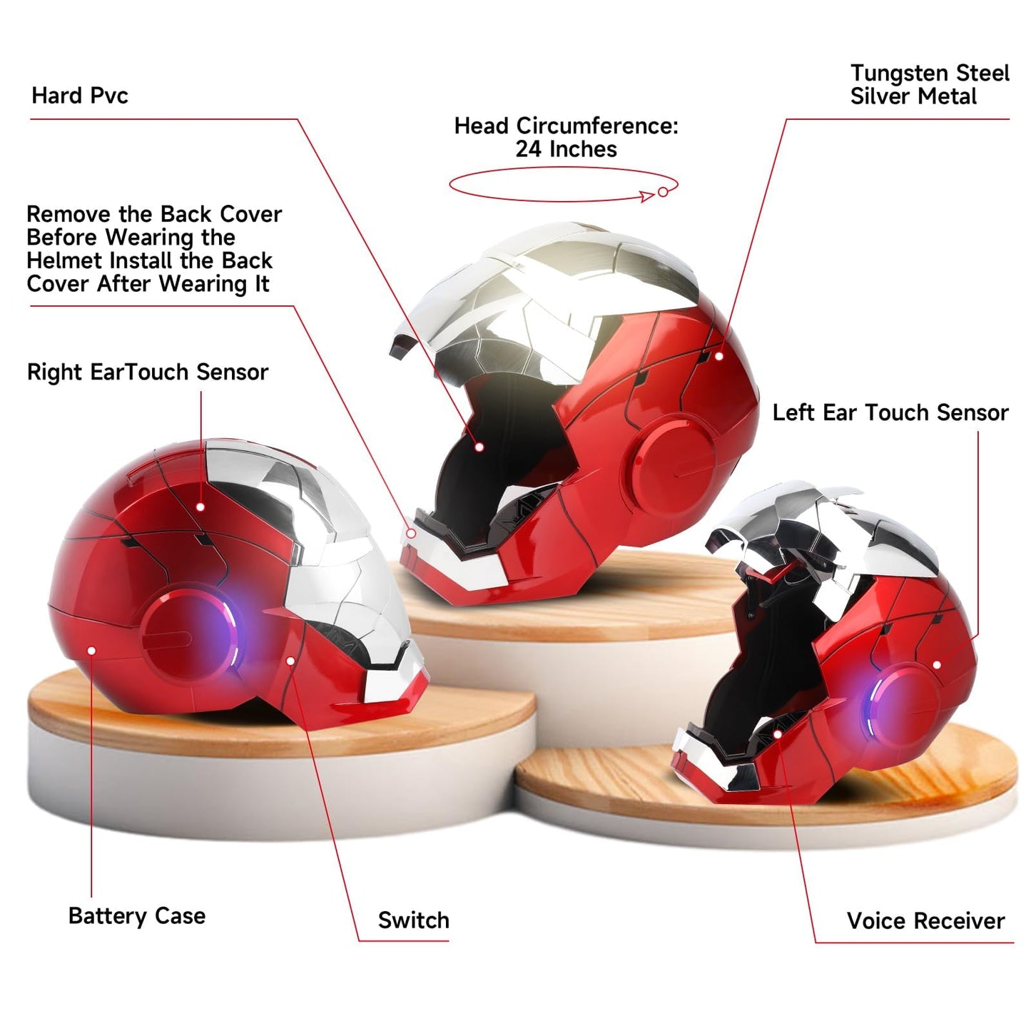 YONTYEQ MK5 Iron-Man Helmet – 1:1 Wearable, Voice & Remote, LED Eyes