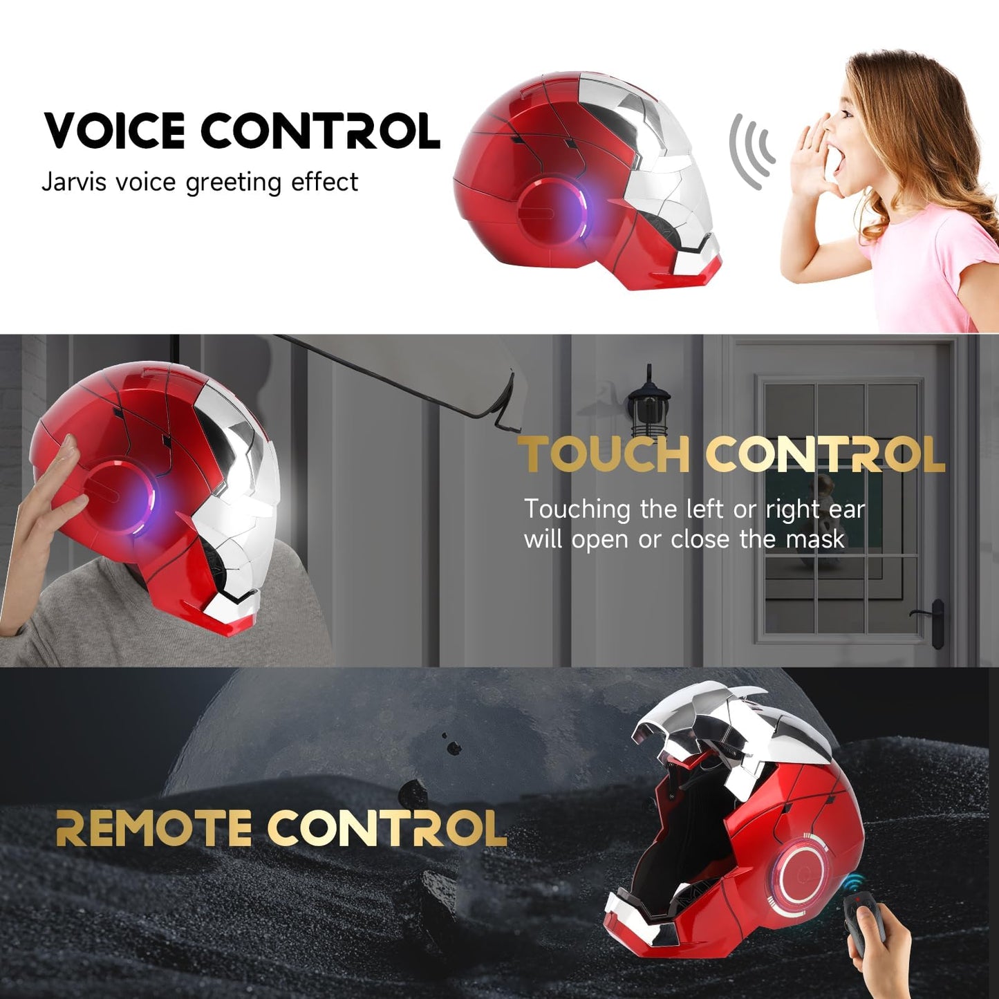 YONTYEQ MK5 Iron-Man Helmet – 1:1 Wearable, Voice & Remote, LED Eyes