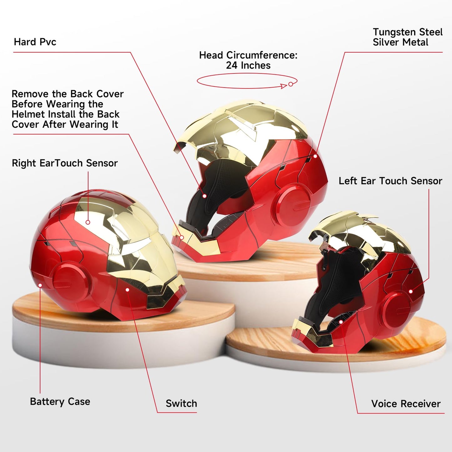 YONTYEQ Iron Hero MK5 1:1 Wearable Helmet – Voice, Touch & Remote with LED Eyes