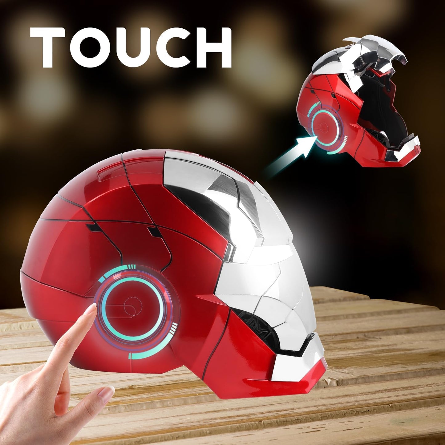 YONTYEQ MK5 Iron-Man Helmet – 1:1 Wearable, Voice & Remote, LED Eyes