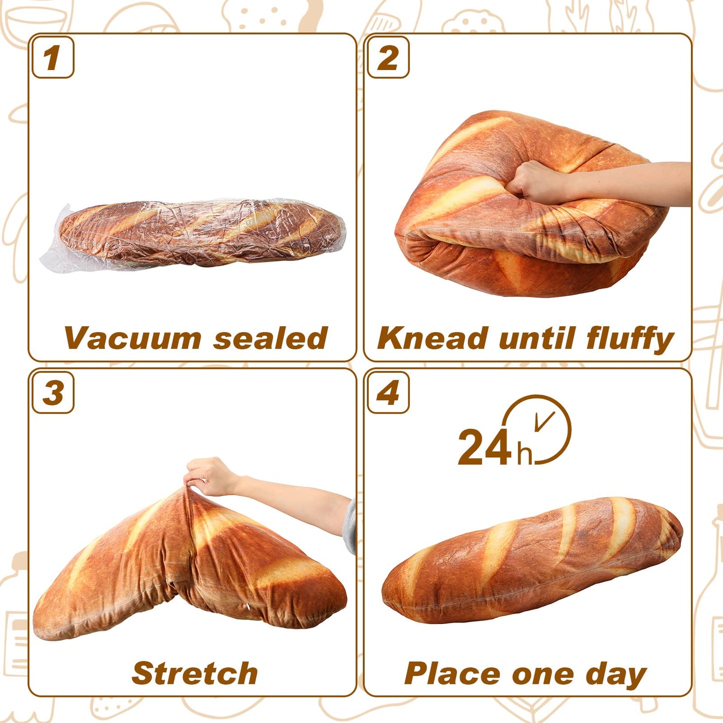 Yookeer 31.5-Inch 3D Bread Pillow – Soft Plush Back & Hug Cushion