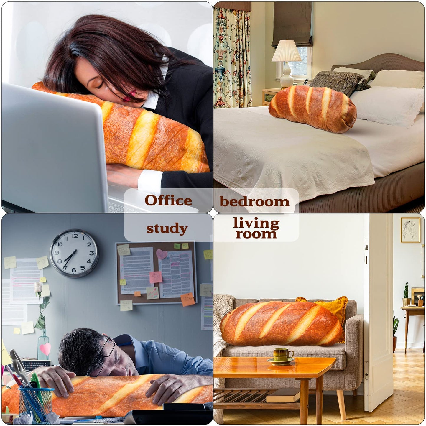 Yookeer 31.5-Inch 3D Bread Pillow – Soft Plush Back & Hug Cushion