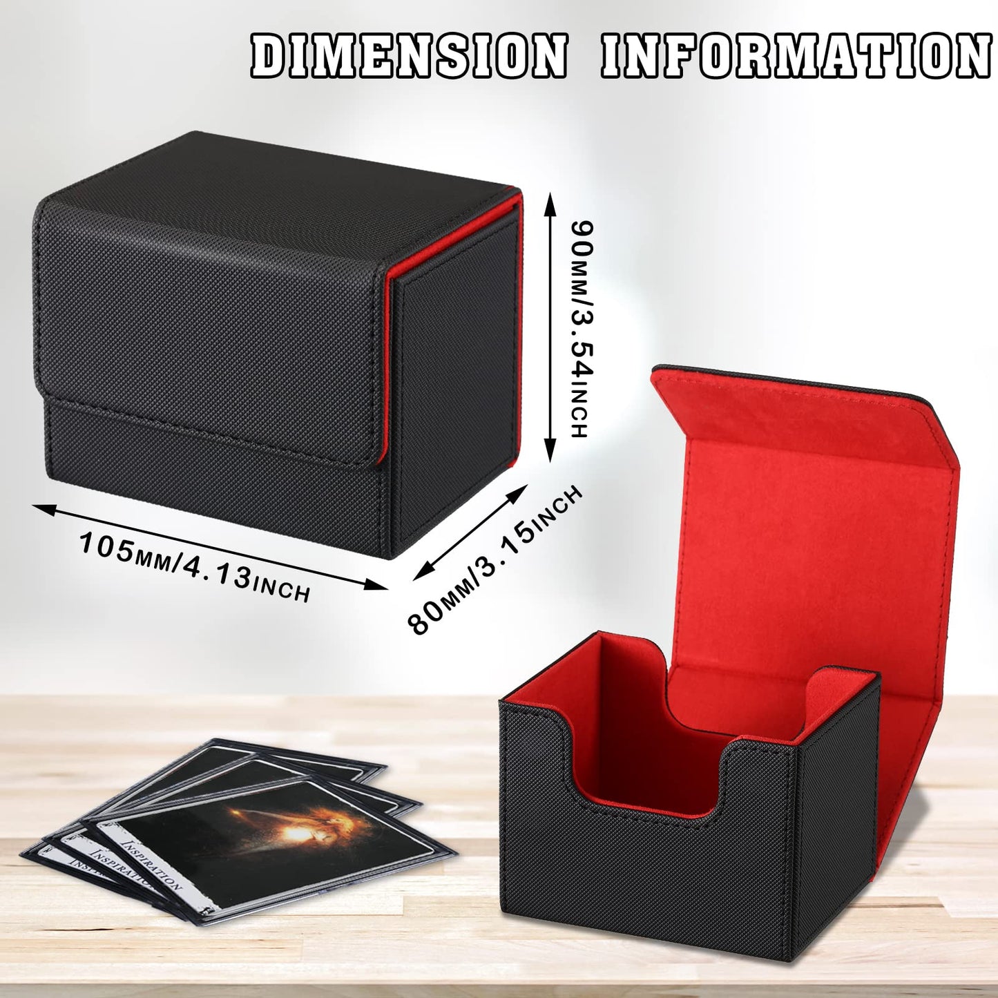 Yookeer 4-Piece Leather Deck Card Boxes for MTG Commander — Holds 100 Cards (Black/Green/Red/Blue)