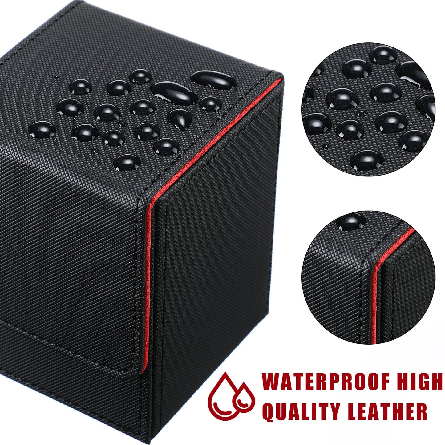 Yookeer 6-Pack Leather Deck Boxes – Magnetic Card Storage for 100+ Cards (White, Black, Black-Red, Red, Yellow, Purple)