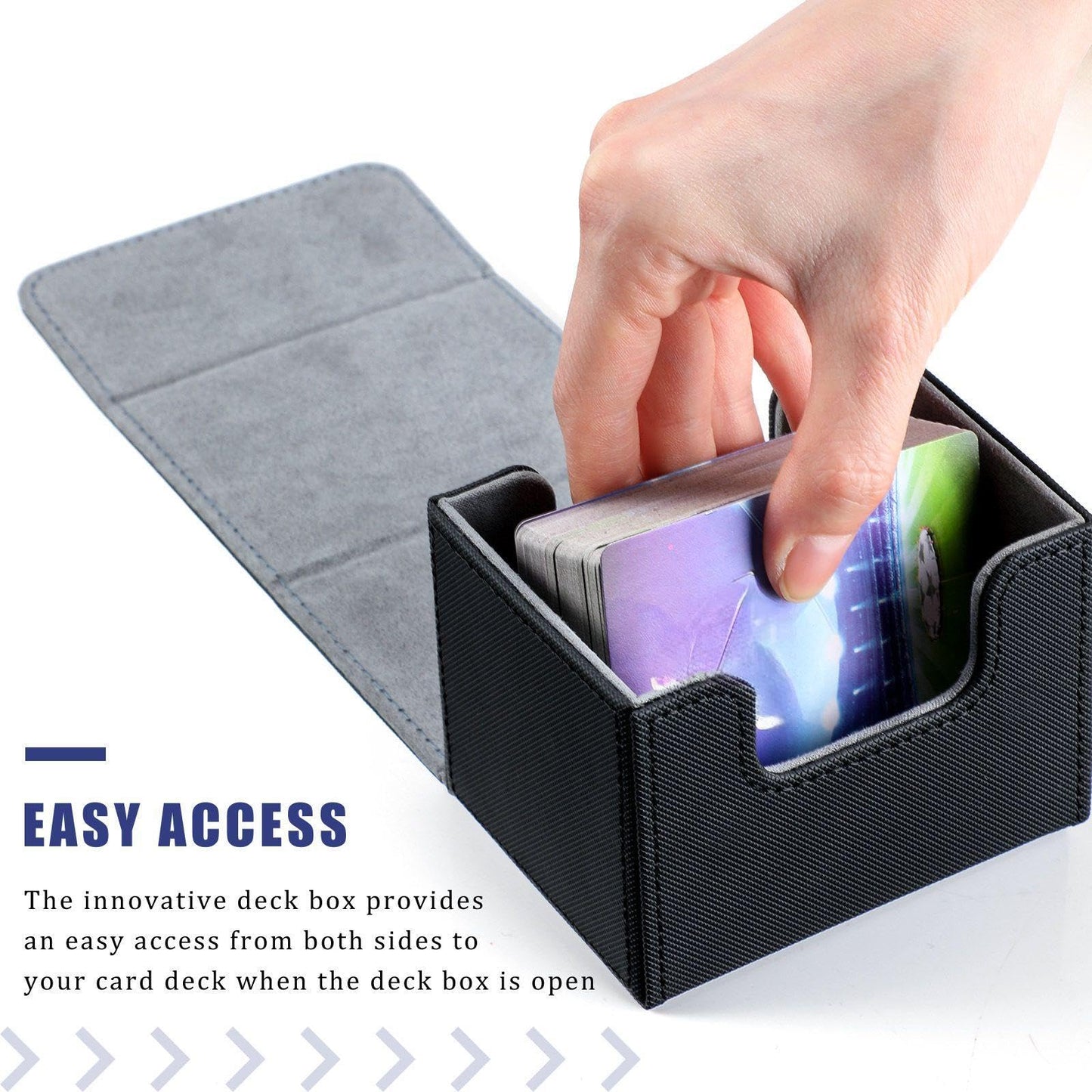 Yookeer 4-Piece Leather Deck Card Box Set – Holds 100 Cards, PU Leather, Magnet Closure, MTG Commander Ready (Black, Purple, Yellow, White)