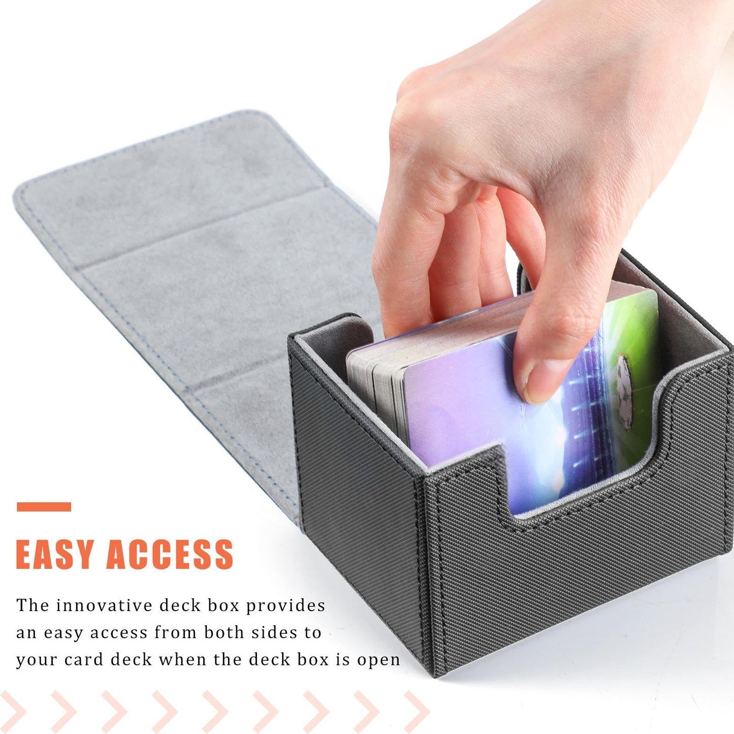 Yookeer 4-Piece Leather Deck Card Boxes – Holds 100 Cards, PU Leather, Magnet Closure (Pink/Orange/Sand/Gray)