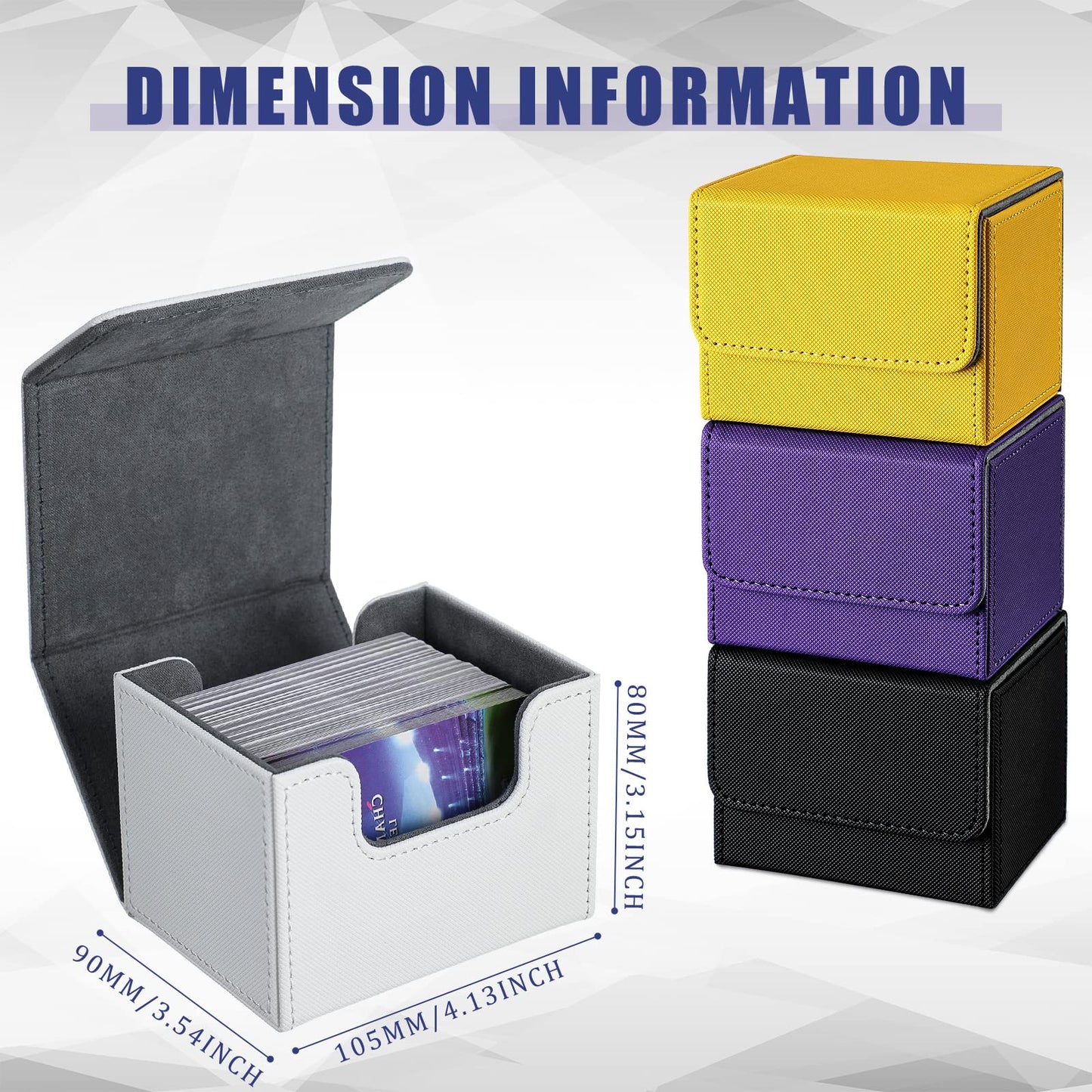 Yookeer 4-Piece Leather Deck Card Box Set – Holds 100 Cards, PU Leather, Magnet Closure, MTG Commander Ready (Black, Purple, Yellow, White)