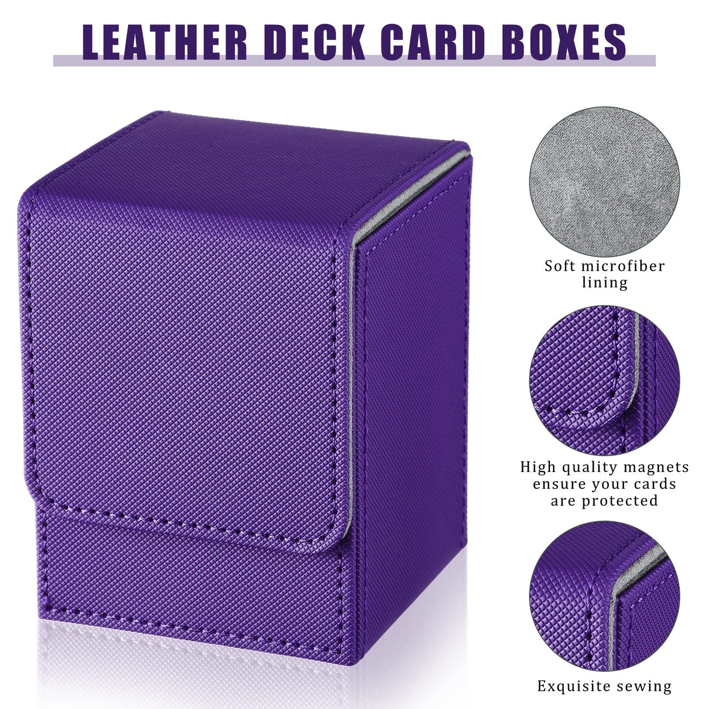 Yookeer Leather Deck Card Boxes — 4-Pack Magnetic Closure Card Storage for MTG Commander
