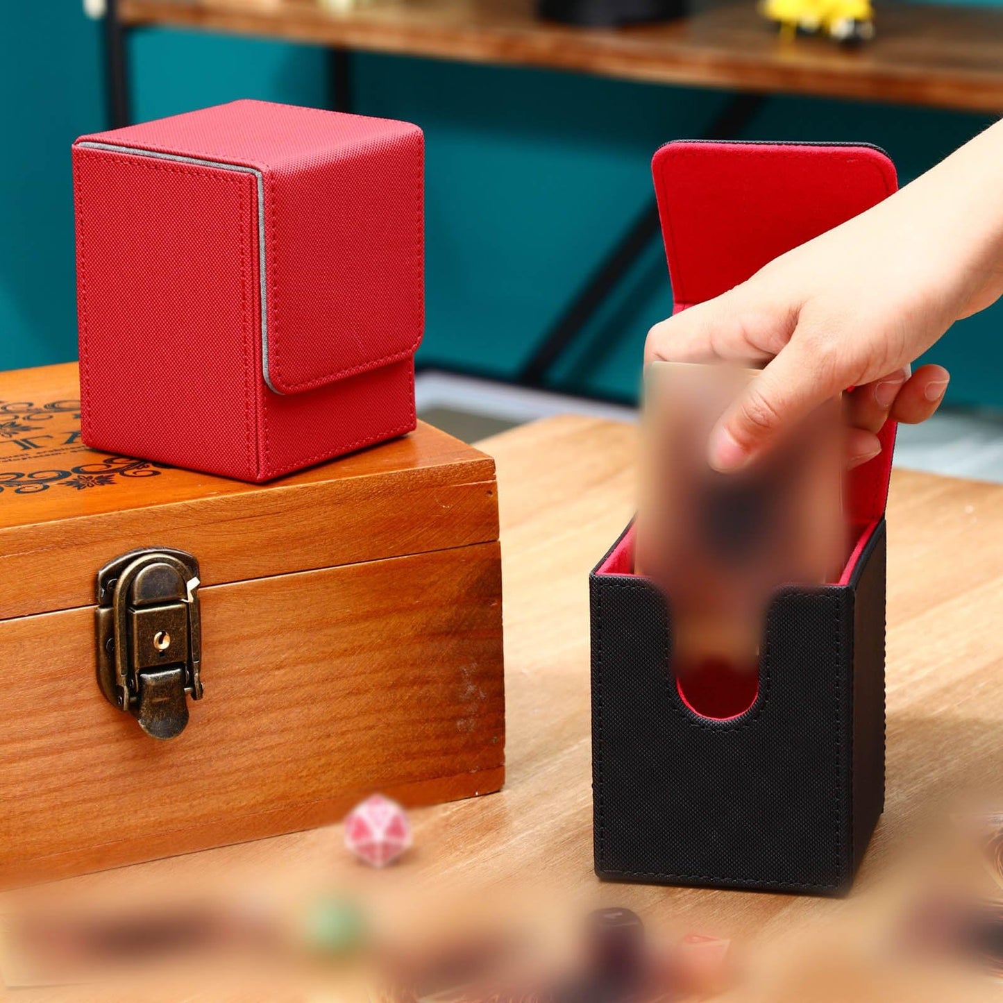 Yookeer 6-Pack Leather Deck Boxes – Magnetic Card Storage for 100+ Cards (White, Black, Black-Red, Red, Yellow, Purple)
