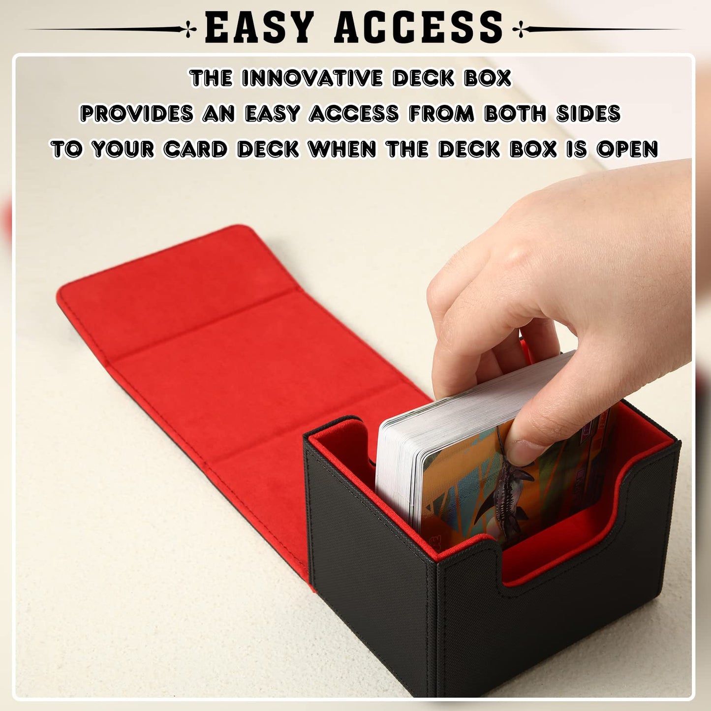 Yookeer 4-Piece Leather Deck Card Boxes for MTG Commander — Holds 100 Cards (Black/Green/Red/Blue)