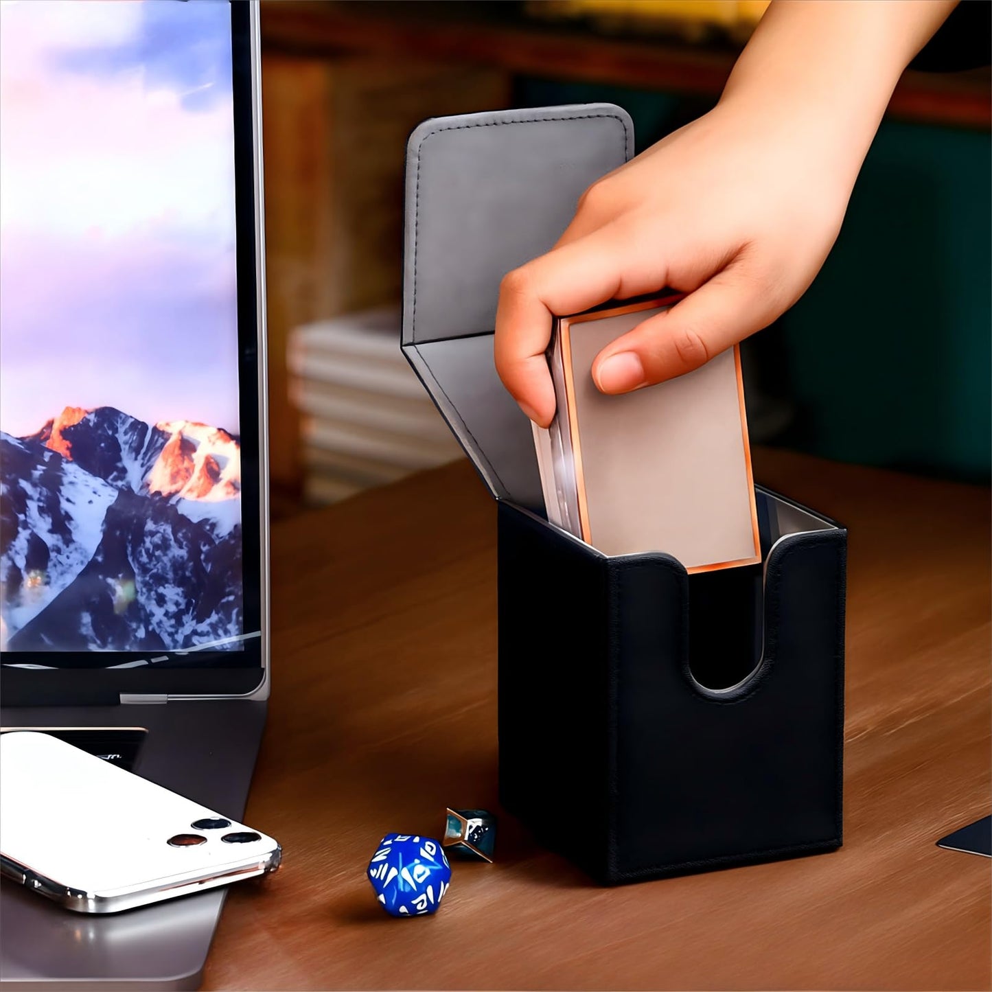 Yookeer Leather Deck Card Boxes — 4-Pack Magnetic Closure Card Storage for MTG Commander