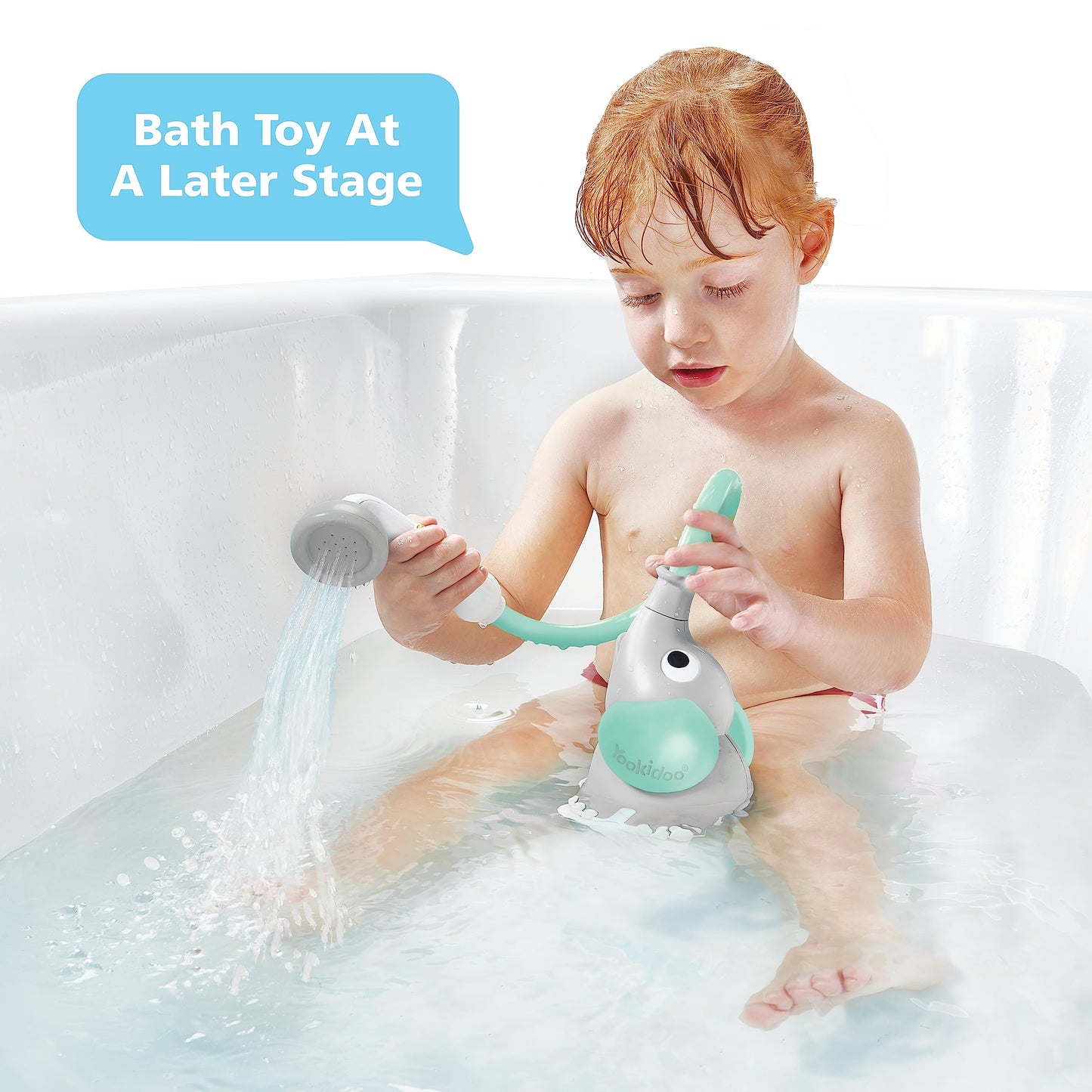 Yookidoo Baby Bath Shower Head – Elephant Trunk Rinser with Dual Knobs