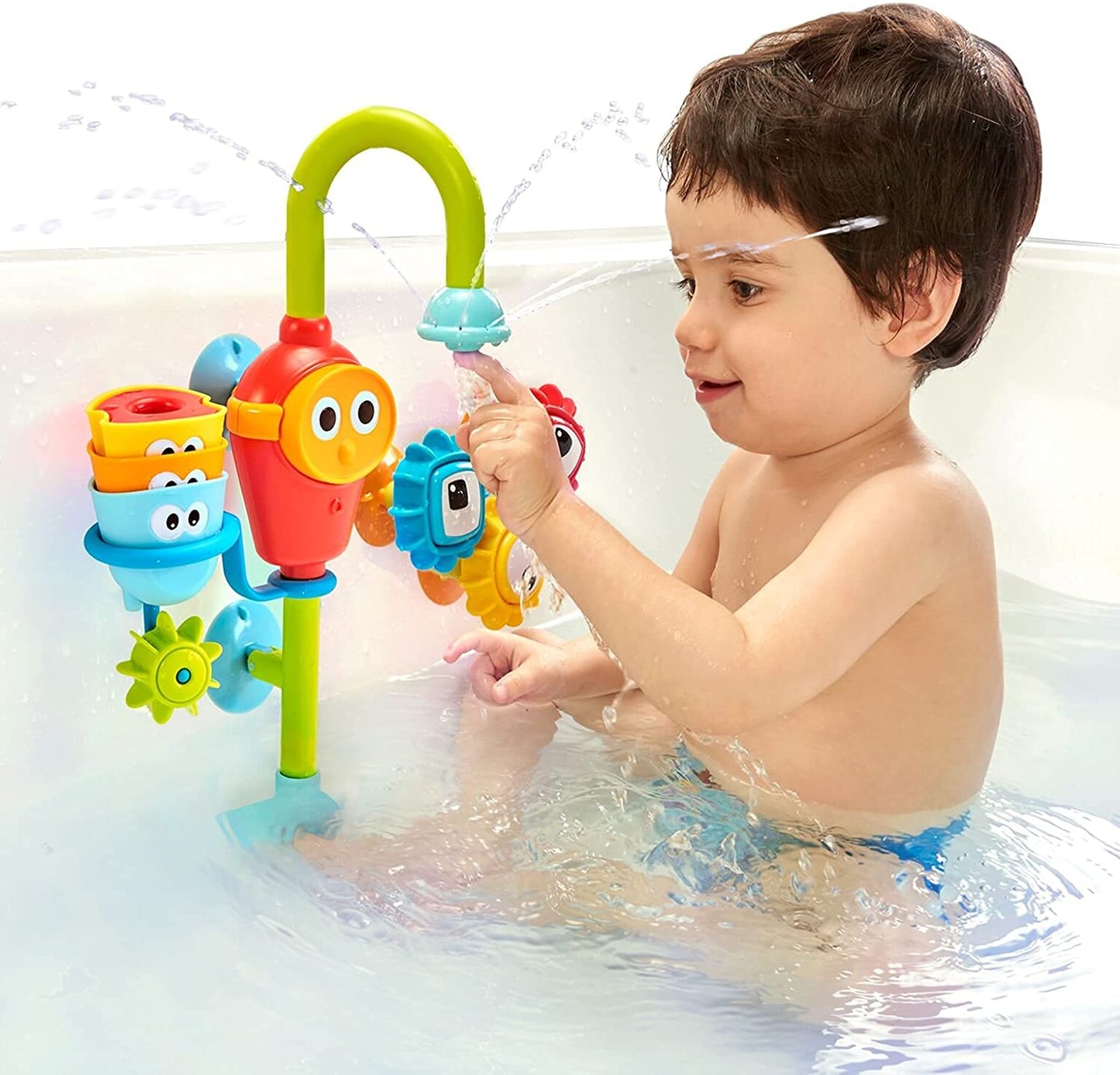 Yookidoo Bay Bath Toddler Toys – Spin N Sort Spout Pro, 3 Cups & Spinning Gears