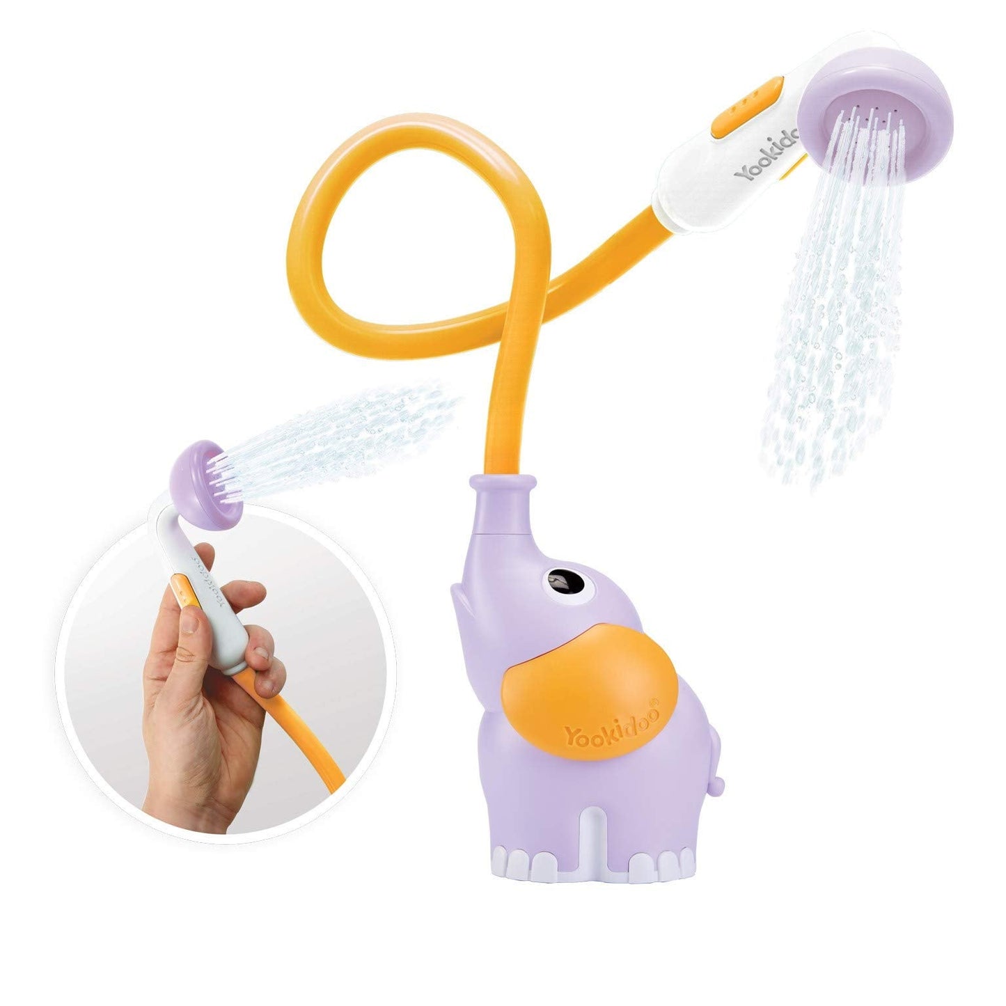 Yookidoo Baby Bath Shower Head — Elephant Water Pump & Trunk Spout (Tub or Sink)