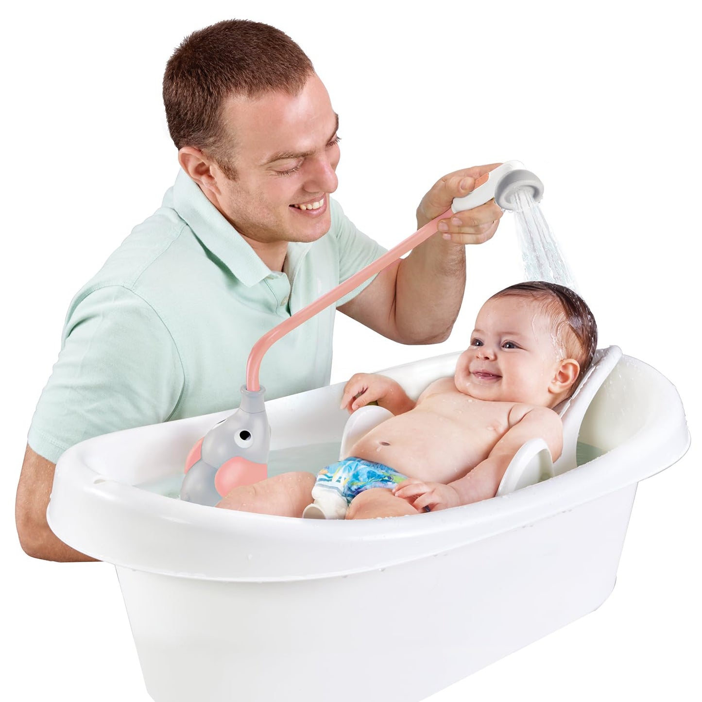 Yookidoo Baby Bath Shower Head - Elephant Rinser for Newborns in Tub or Sink (Pink)