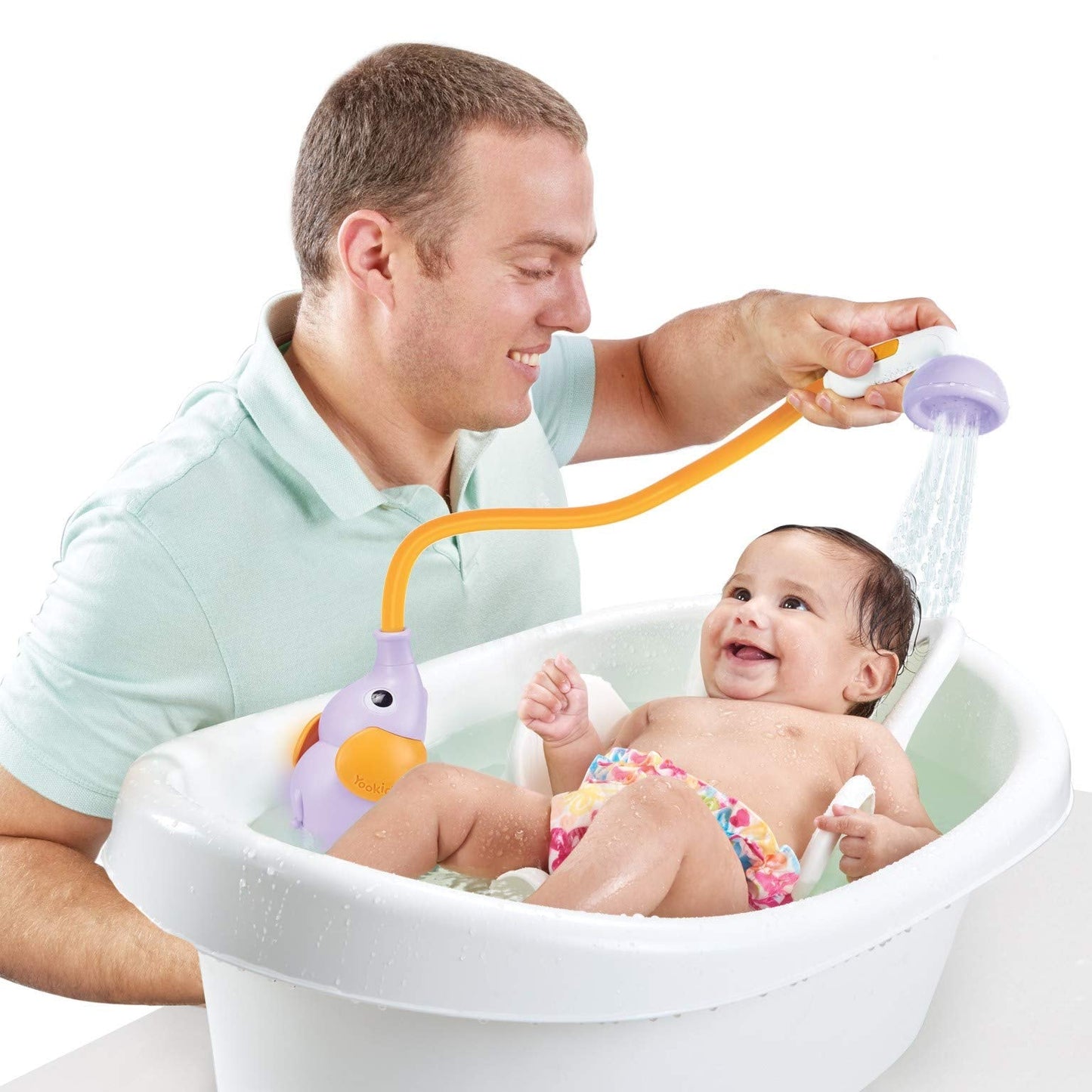 Yookidoo Baby Bath Shower Head — Elephant Water Pump & Trunk Spout (Tub or Sink)