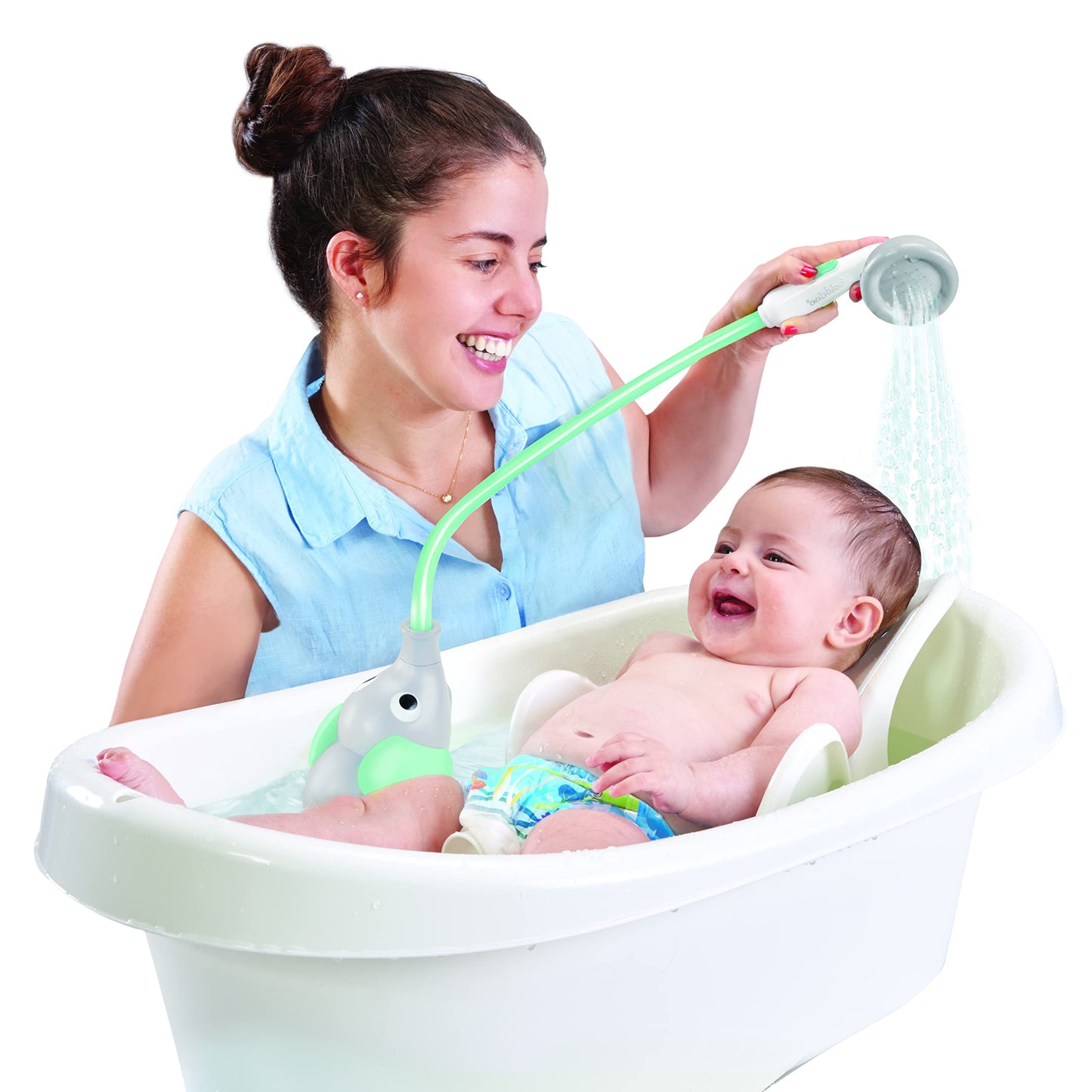 Yookidoo Baby Bath Shower Head – Elephant Trunk Rinser with Dual Knobs