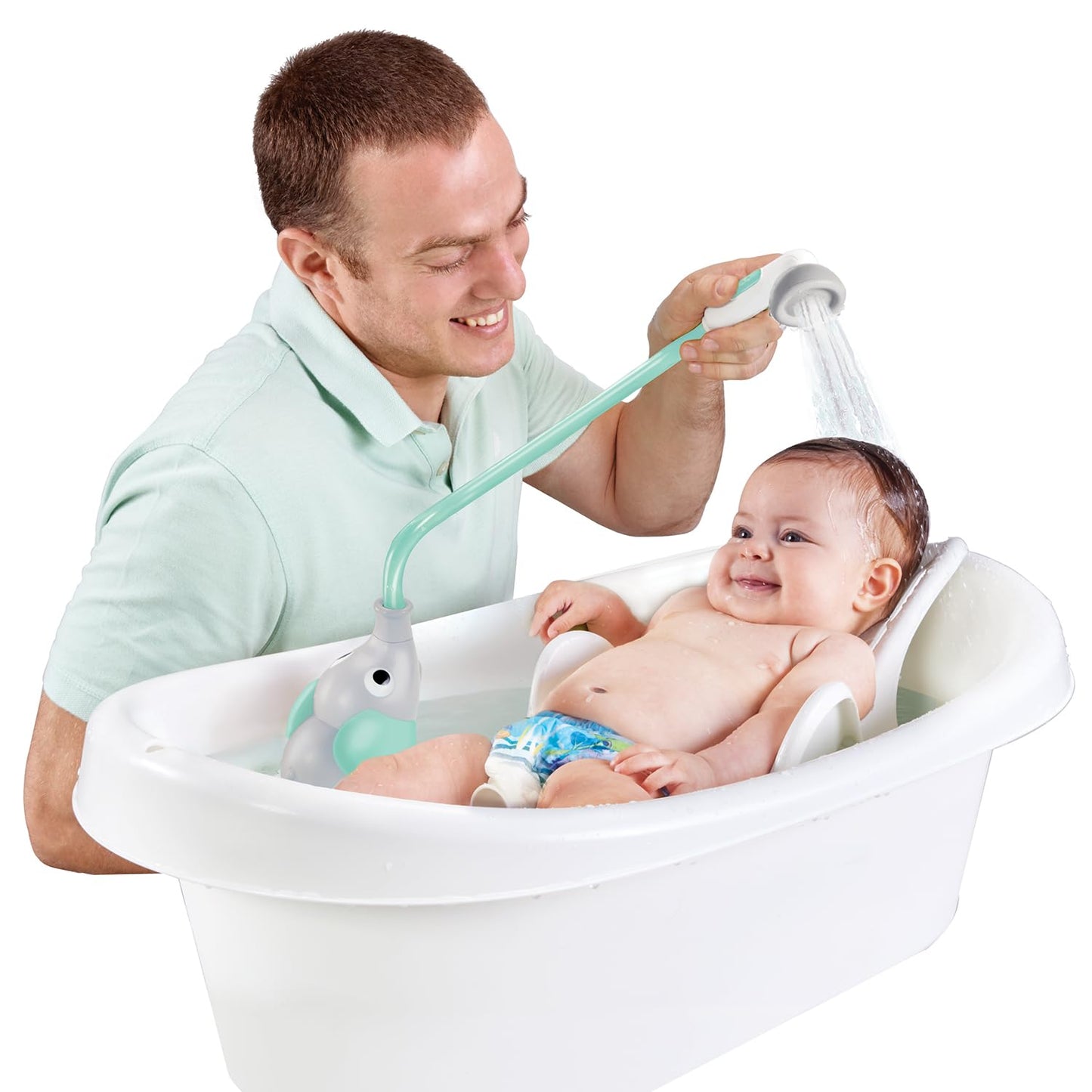 Yookidoo Baby Bath Shower Head – Elephant Trunk Rinser with Dual Knobs