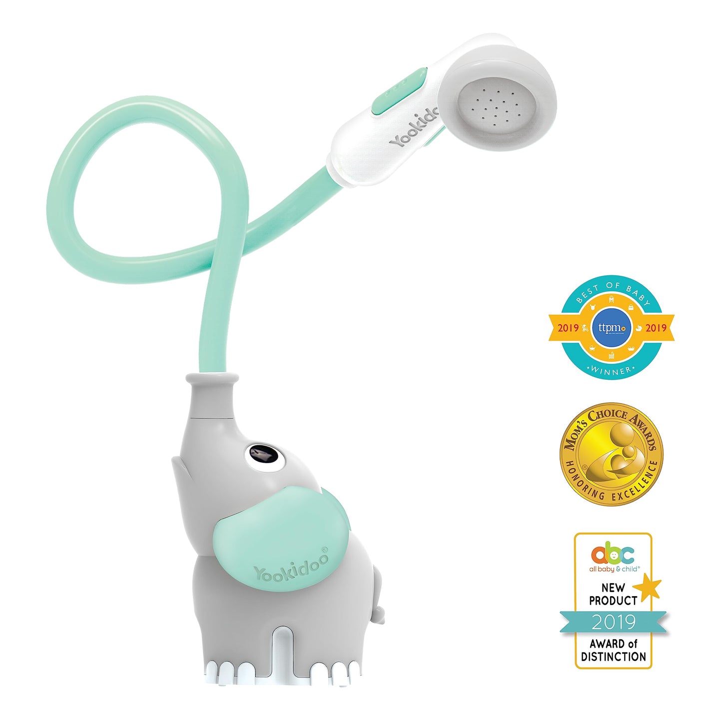 Yookidoo Baby Bath Shower Head – Elephant Trunk Rinser with Dual Knobs