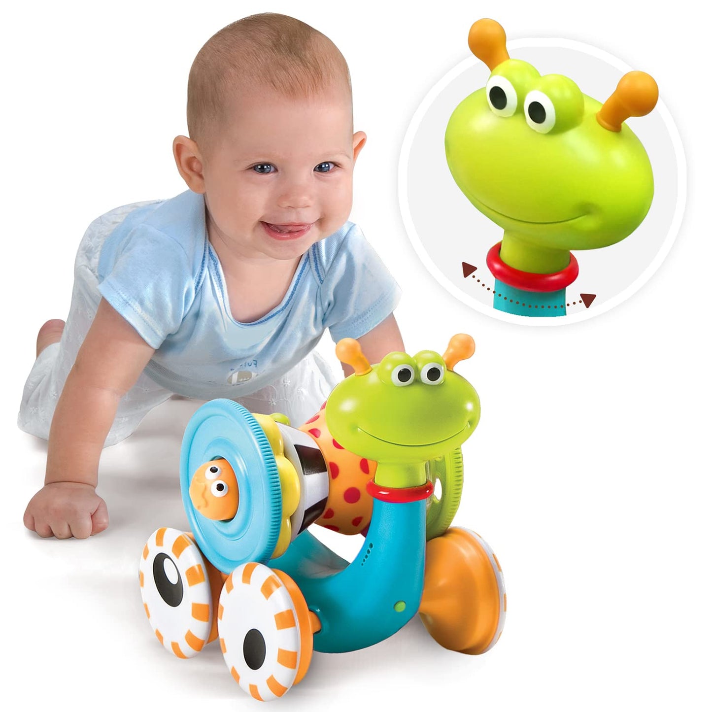 Yookidoo Musical Crawl 'N' Go Snail Toy with Stacker – Encourages Crawling & Walking