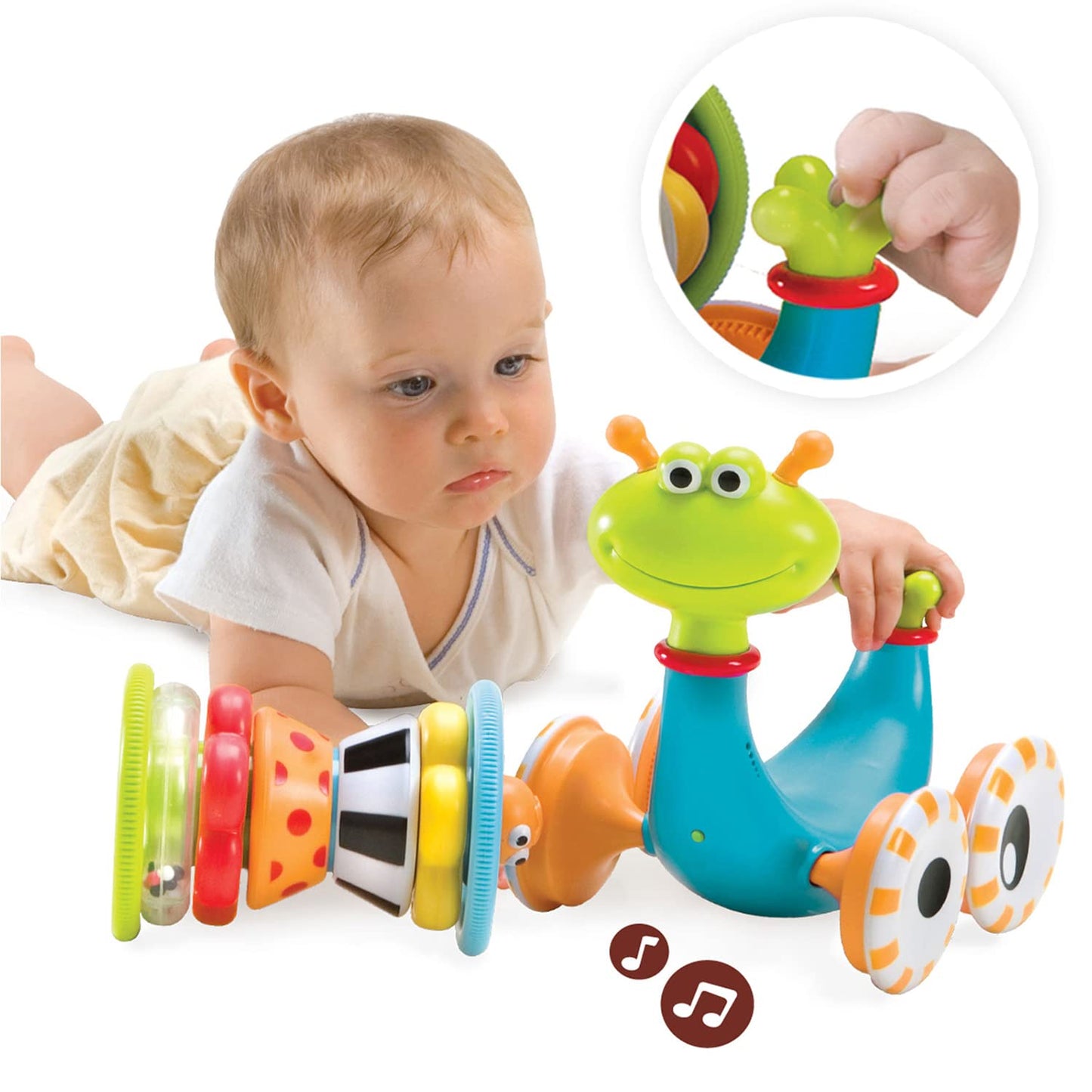 Yookidoo Musical Crawl 'N' Go Snail Toy with Stacker – Encourages Crawling & Walking