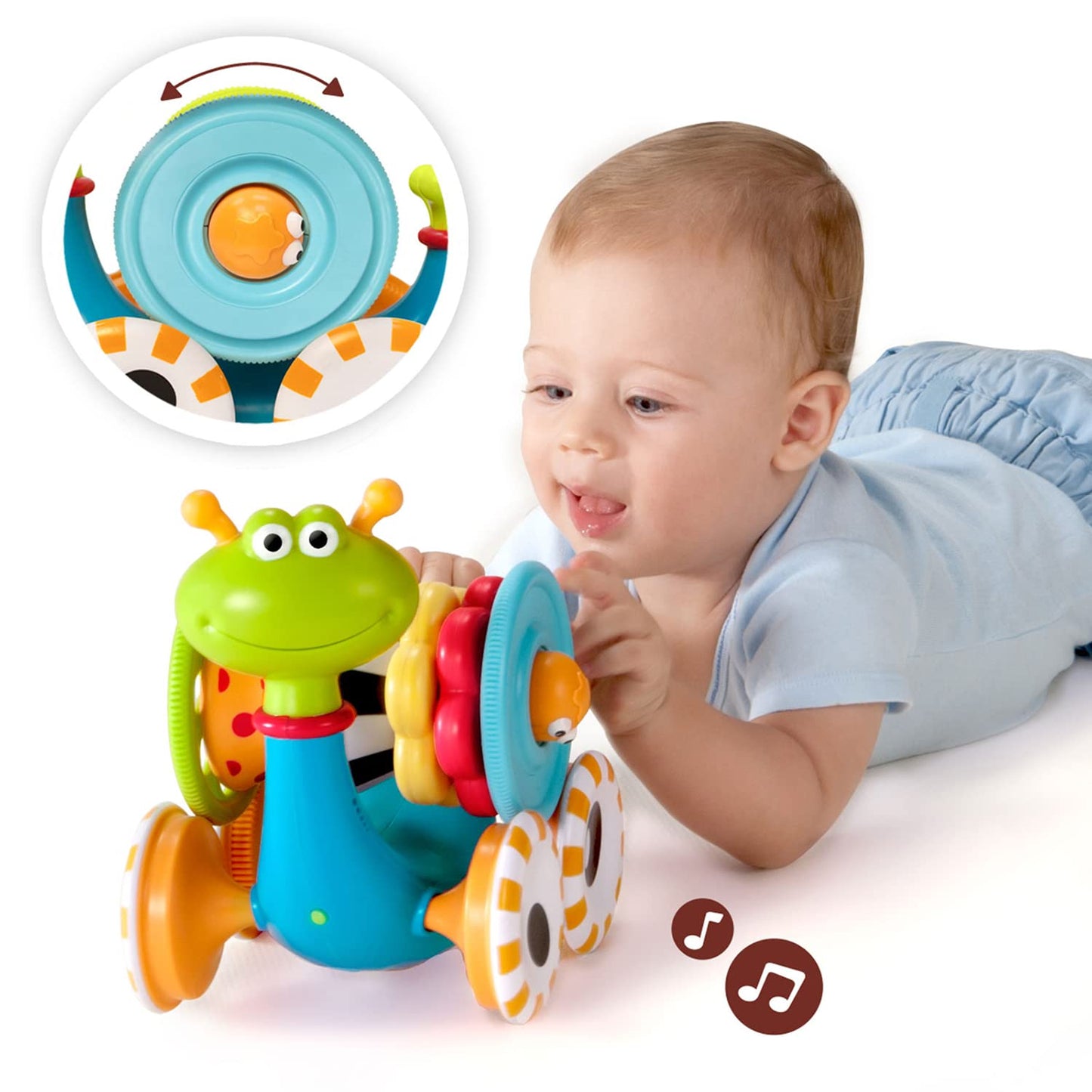 Yookidoo Musical Crawl 'N' Go Snail Toy with Stacker – Encourages Crawling & Walking