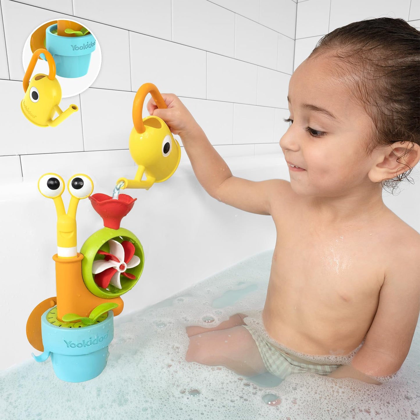Yookidoo Toddler Bath Toy: Pop-Up Snail Sprinkler – Mold-Free Tub Attachment