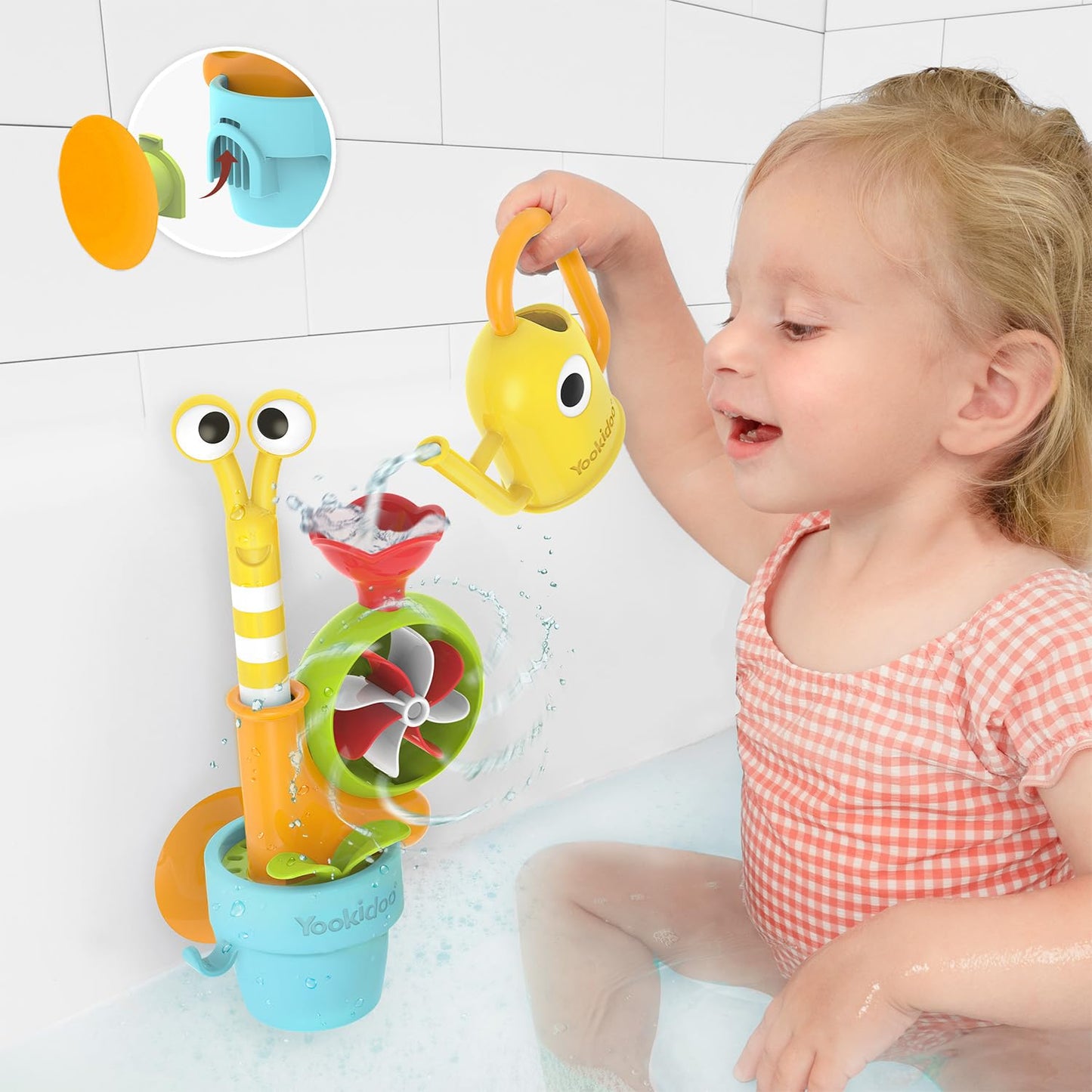 Yookidoo Toddler Bath Toy: Pop-Up Snail Sprinkler – Mold-Free Tub Attachment