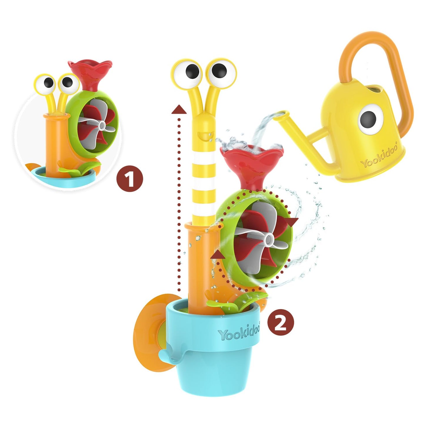 Yookidoo Toddler Bath Toy: Pop-Up Snail Sprinkler – Mold-Free Tub Attachment