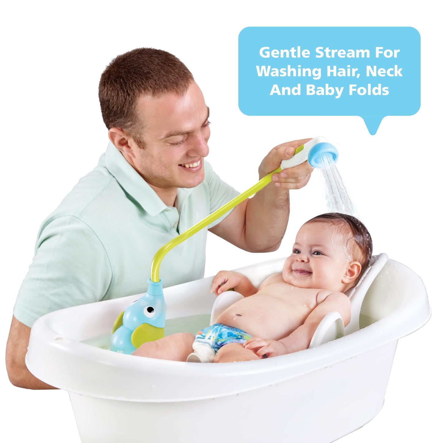 Yookidoo Baby Bath Shower Head: Elephant Rinser with Trunk Spray for Newborns
