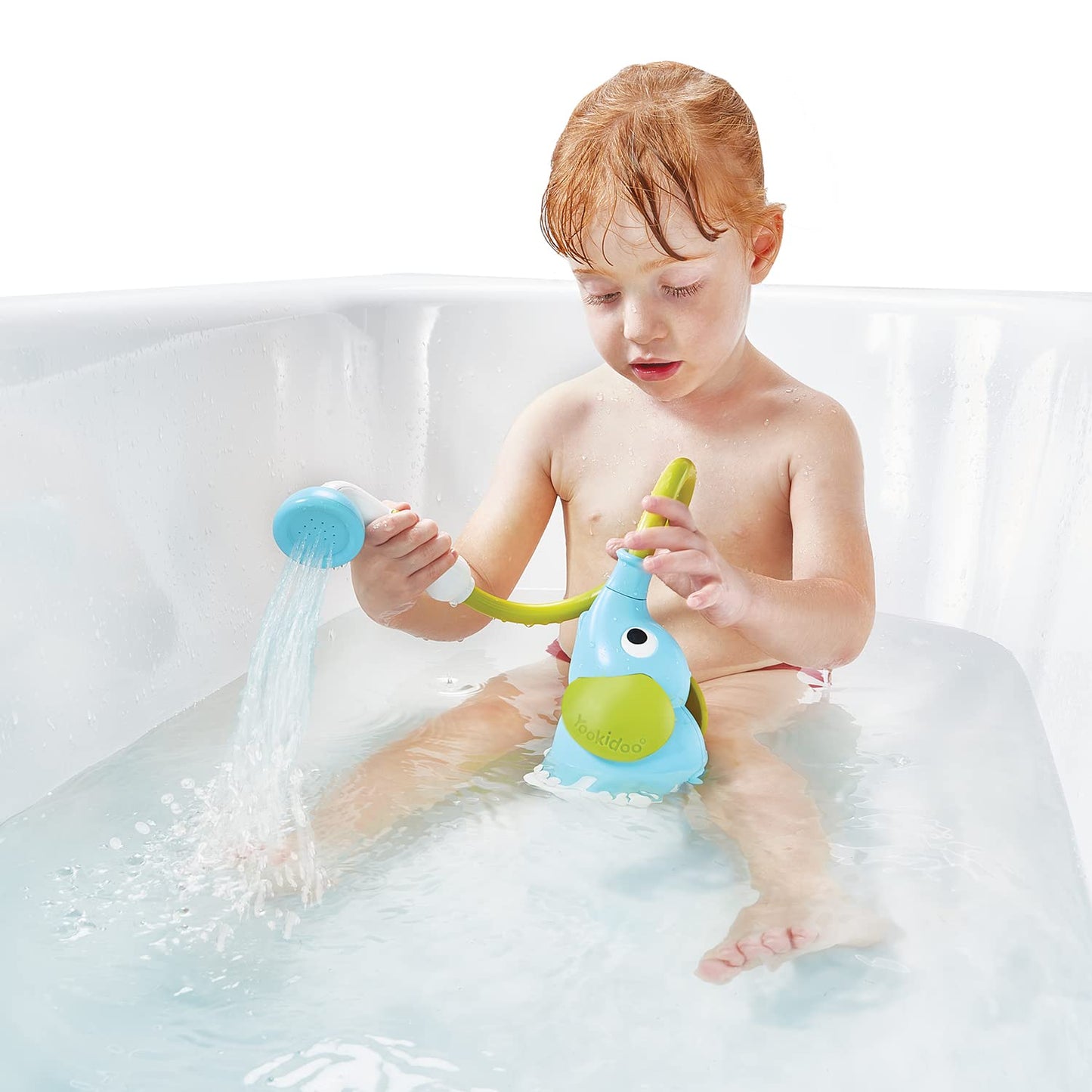 Yookidoo Baby Bath Shower Head: Elephant Rinser with Trunk Spray for Newborns