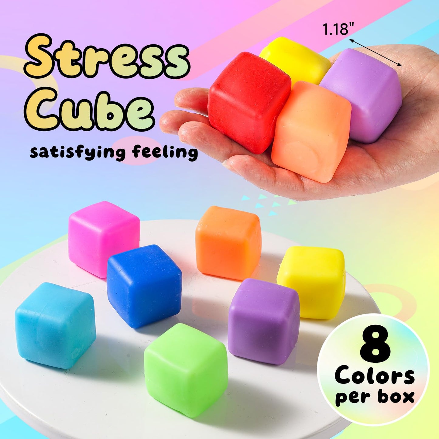 Yooshi 24 Pack Squishy Fidget Toys — Soft Stress Cubes for Kids & Adults
