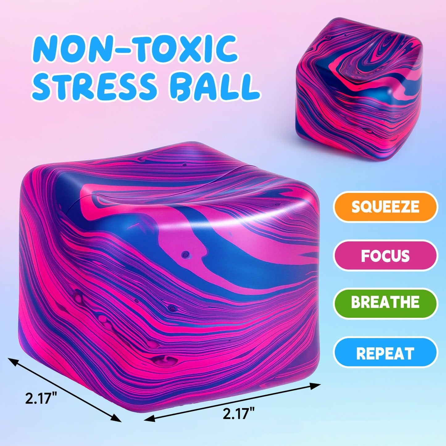 Yooshi Fidget Toys Squishy Stress Cube – Ice Cube Sensory Toy for Adults & Kids (Purple)