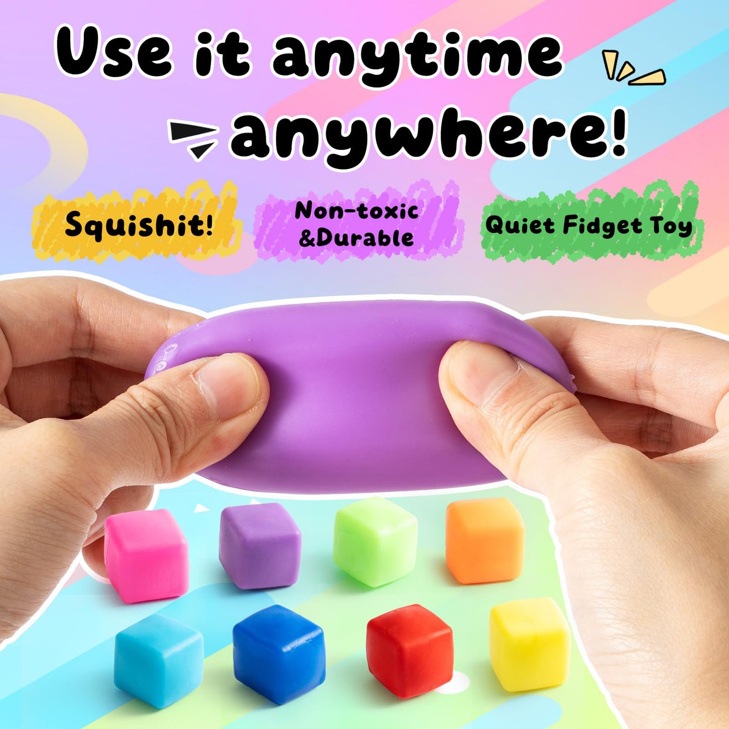 Yooshi 24 Pack Squishy Fidget Toys — Soft Stress Cubes for Kids & Adults