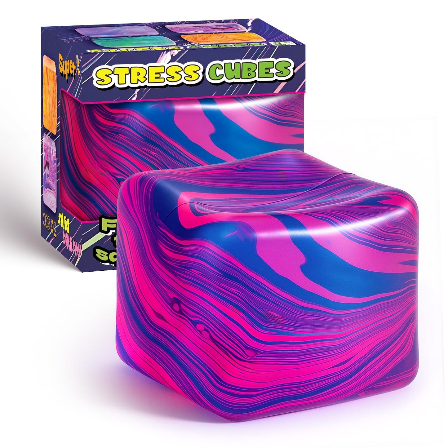 Yooshi Fidget Toys Squishy Stress Cube – Ice Cube Sensory Toy for Adults & Kids (Purple)