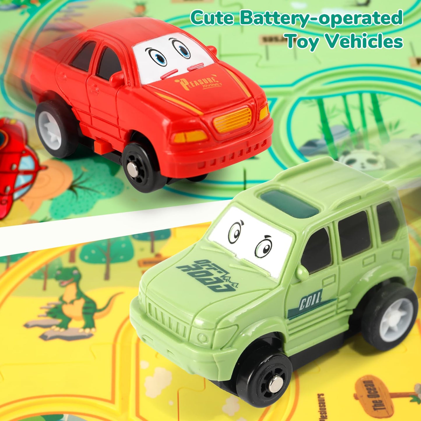 YOOYID Plastic Floor Puzzles for Kids 3-5 | Race Track Car Set