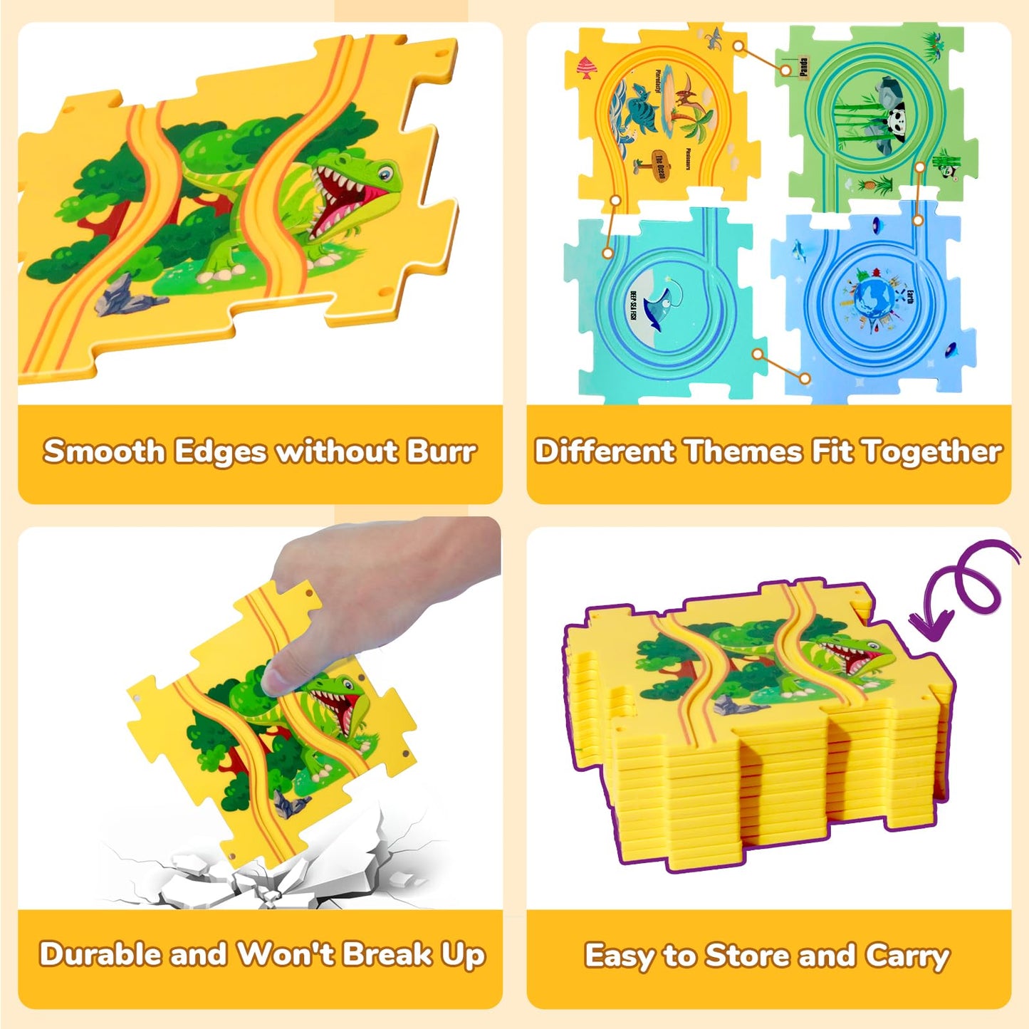 YOOYID Puzzle Racer Track Set – 100 Pcs, 4 Themes, Montessori Toy for Ages 3-6