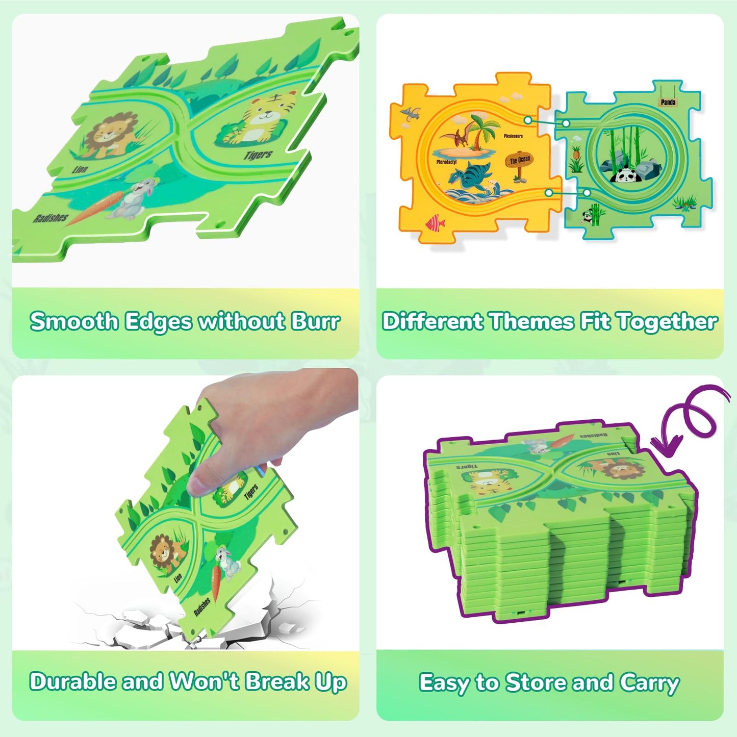 YOOYID Plastic Floor Puzzles for Kids 3-5 | Race Track Car Set