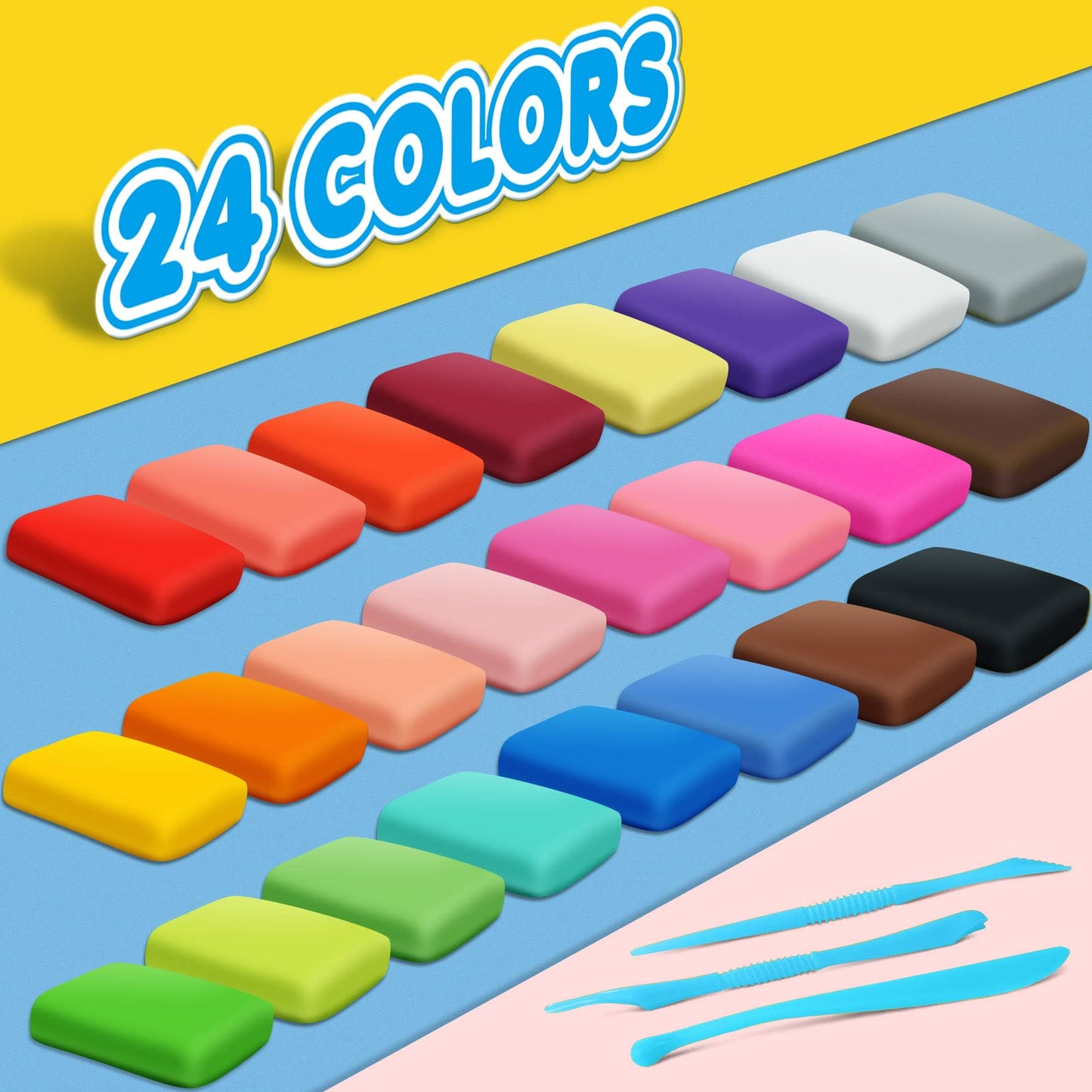 YOPINSAND Air Dry Clay – 24 Colors Modeling Clay Kit for Kids