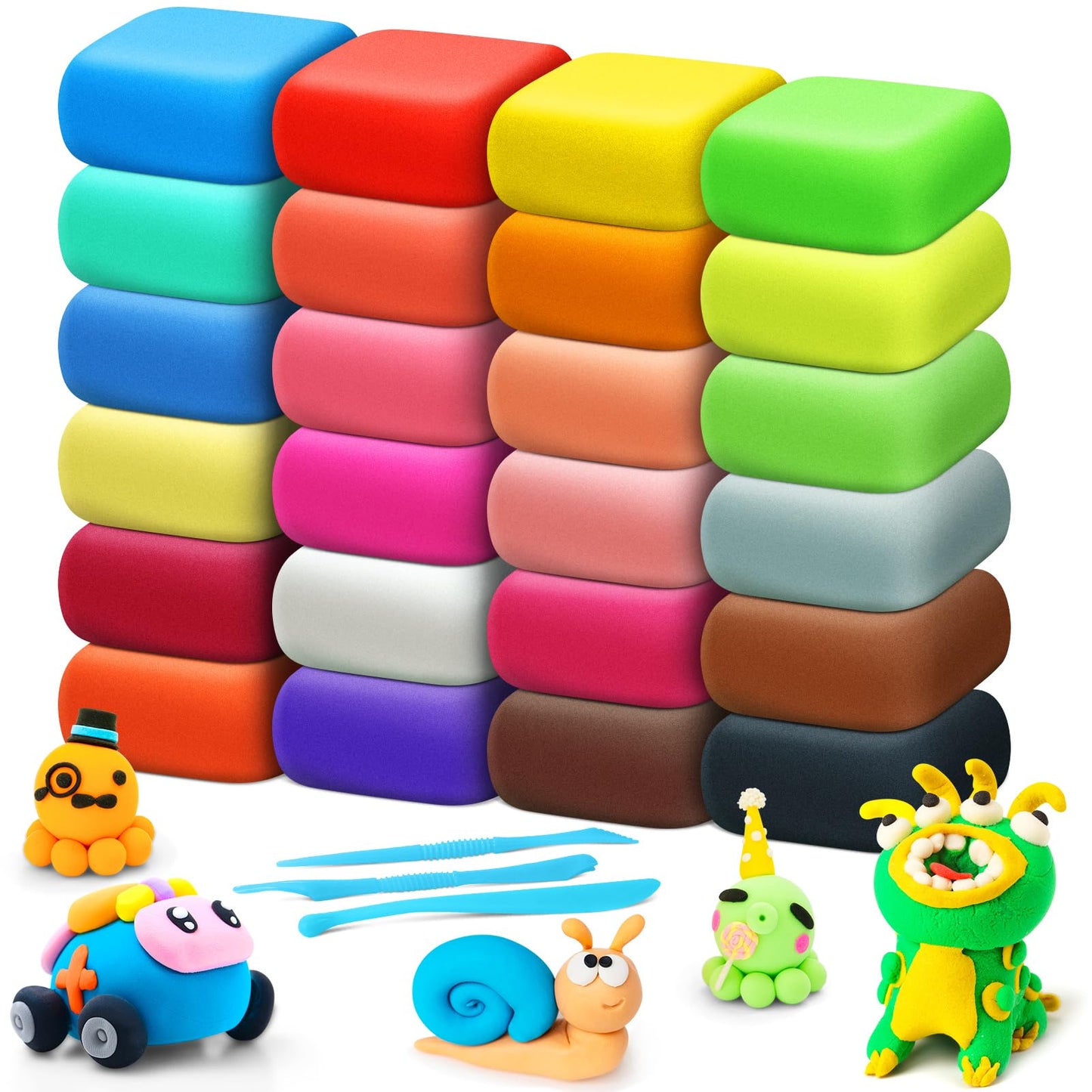YOPINSAND Air Dry Clay – 24 Colors Modeling Clay Kit for Kids
