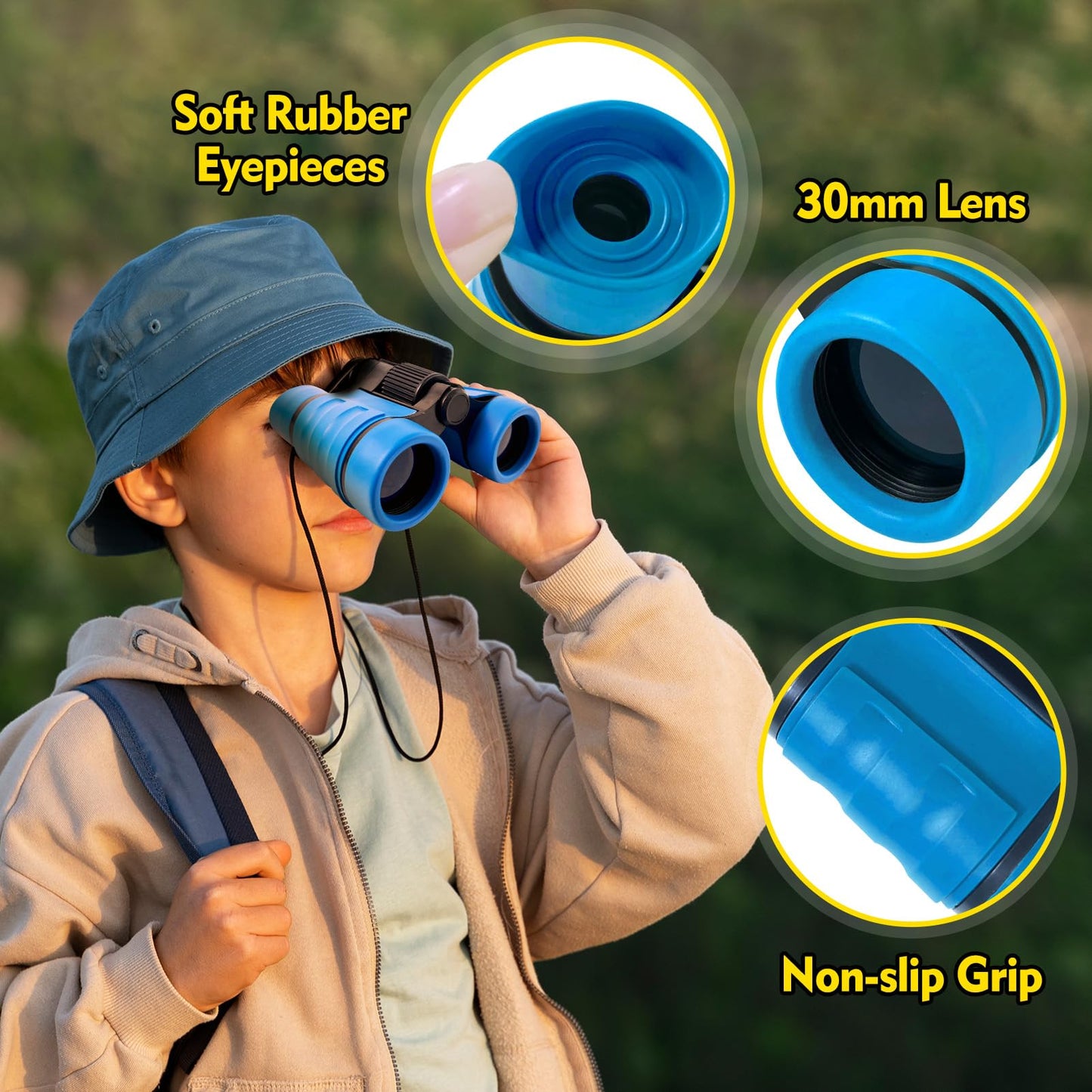 YOPINSAND Kids Binoculars for Ages 3-12 — Lightweight 4x Magnification for Outdoor Exploration