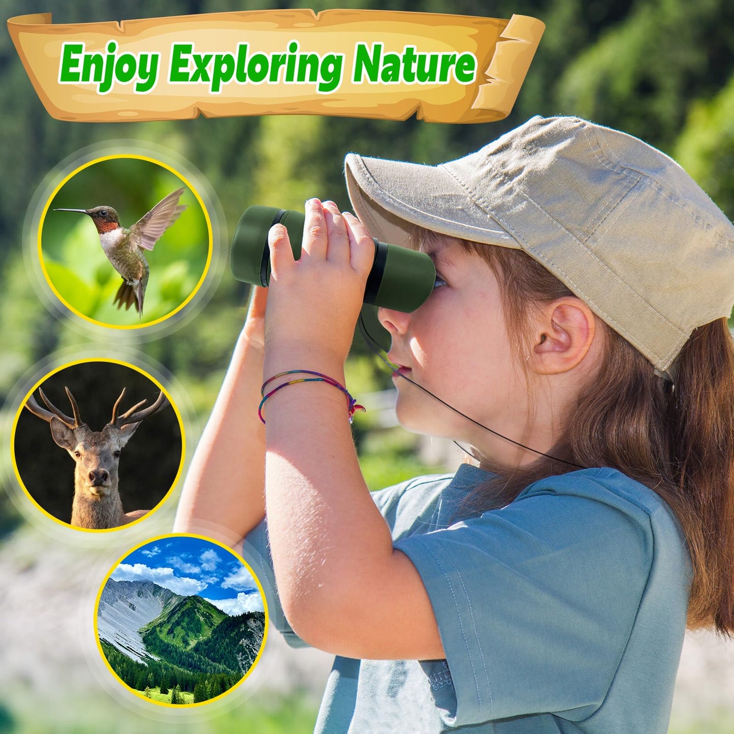 YOPINSAND Kids Binoculars for Ages 3-12 — Lightweight 4x Magnification for Outdoor Exploration