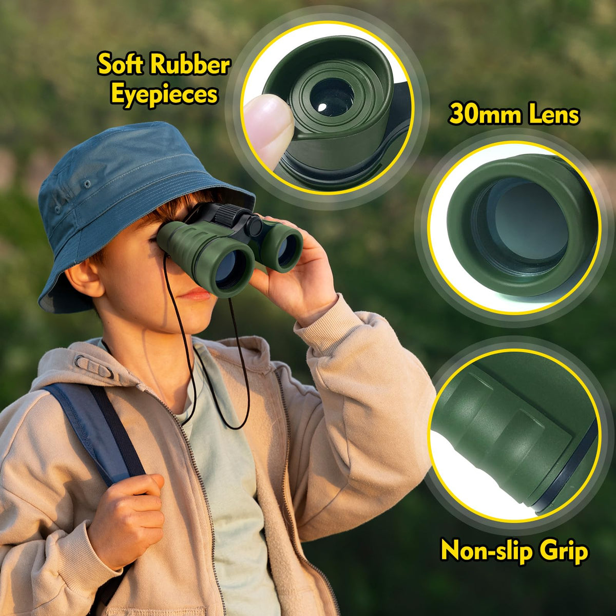 YOPINSAND Kids Binoculars for Ages 3-12 — Lightweight 4x Magnification for Outdoor Exploration